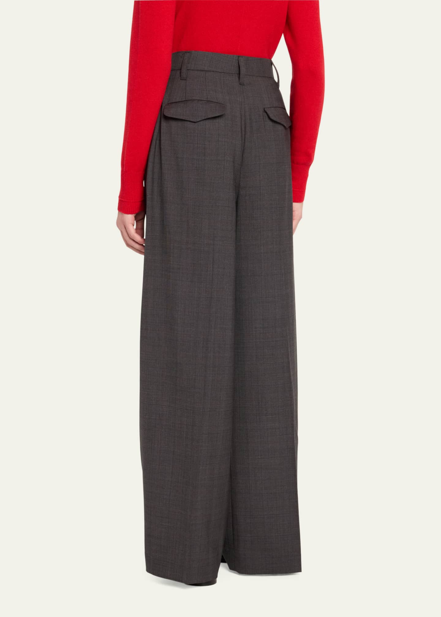 MARIA MCMANUS Pleated Wide Leg Wool Trousers Image 3 of 5
