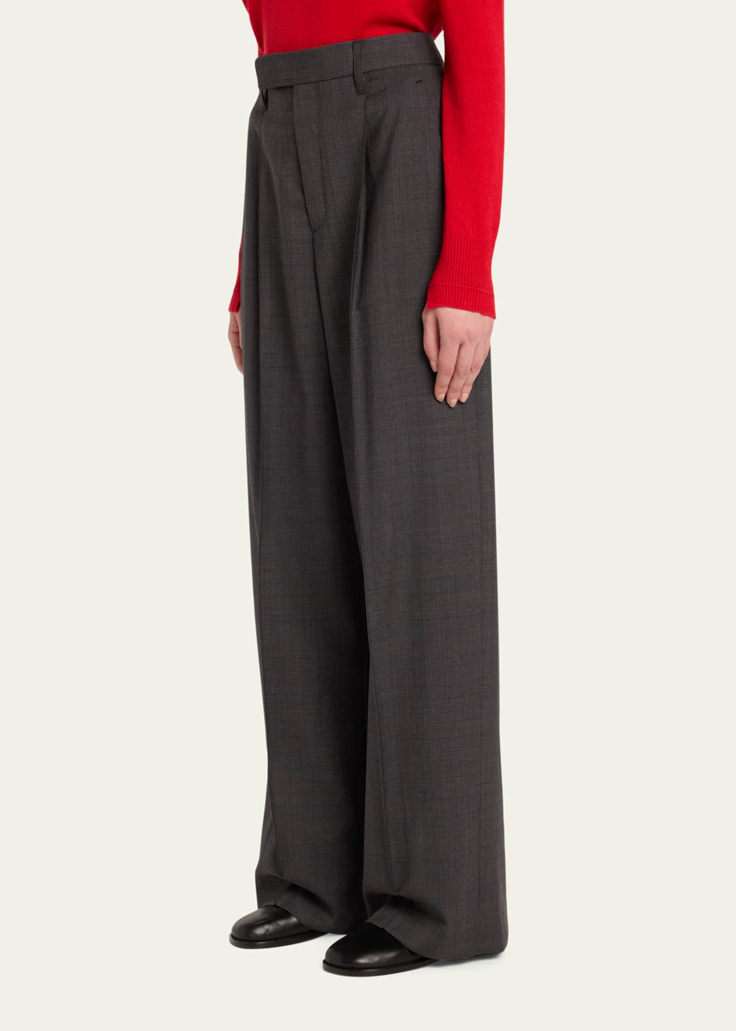 MARIA MCMANUS Pleated Wide Leg Wool Trousers Image 4 of 5