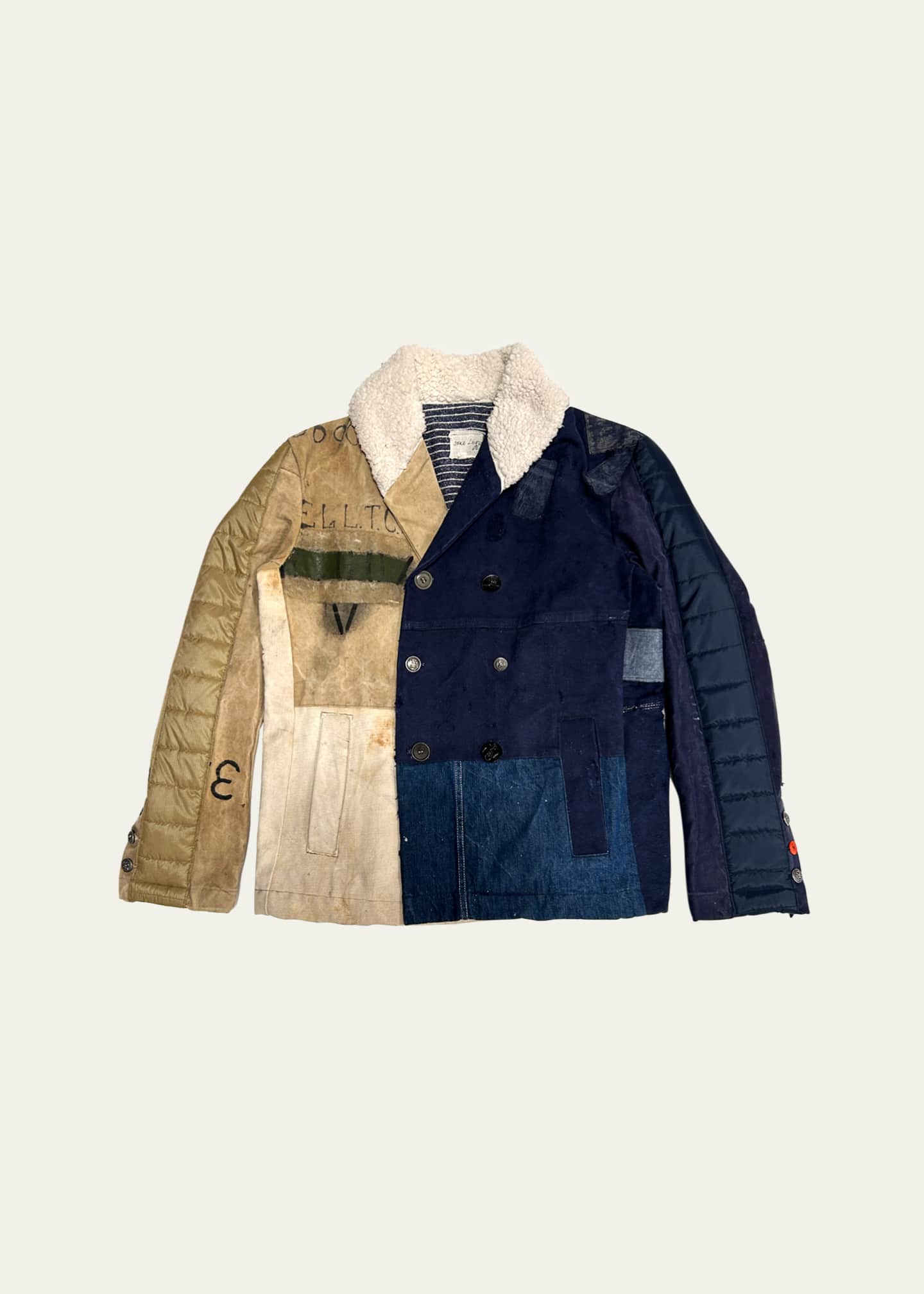 Greg Lauren Men s Mixed Media Colorblock Peacoat Bergdorf Goodman
