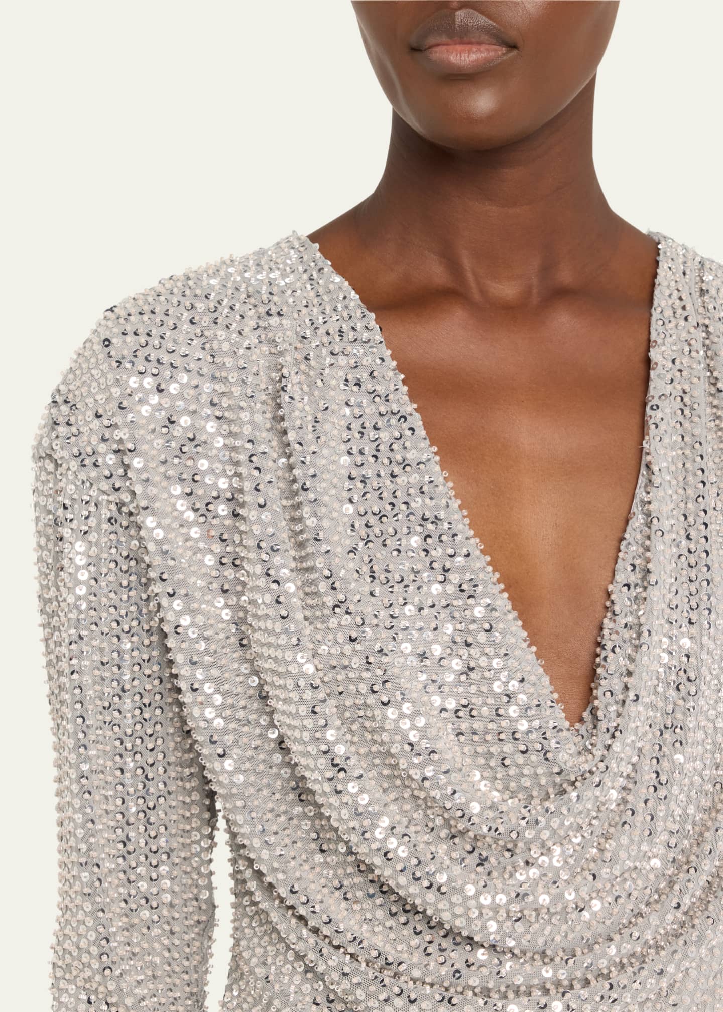 Ramy Brook Leon Sequined Cowl-Neck Blouse Image 5 of 5