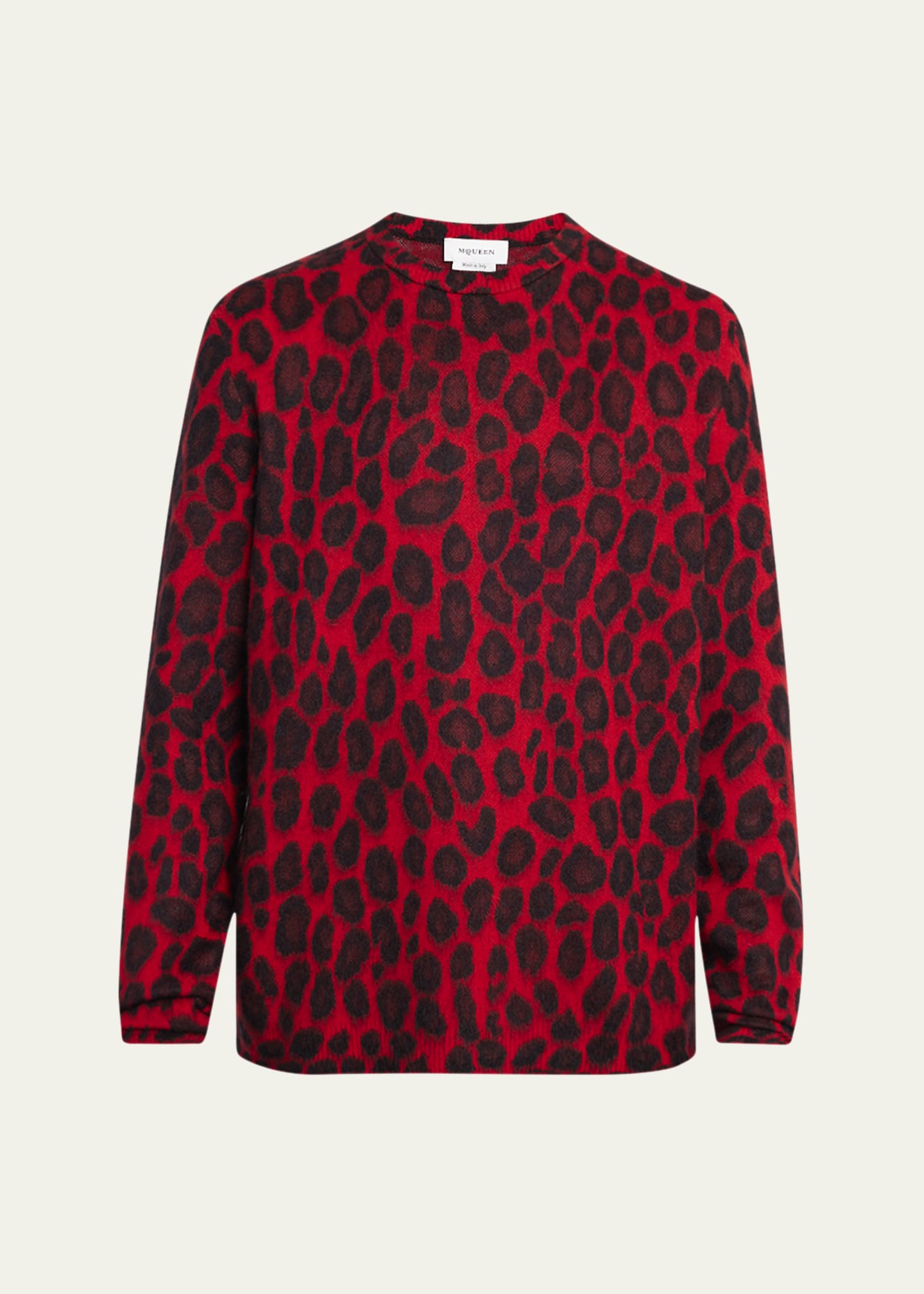 McQueen Men's Leopard Brushed Wool Sweater Image 1 of 5