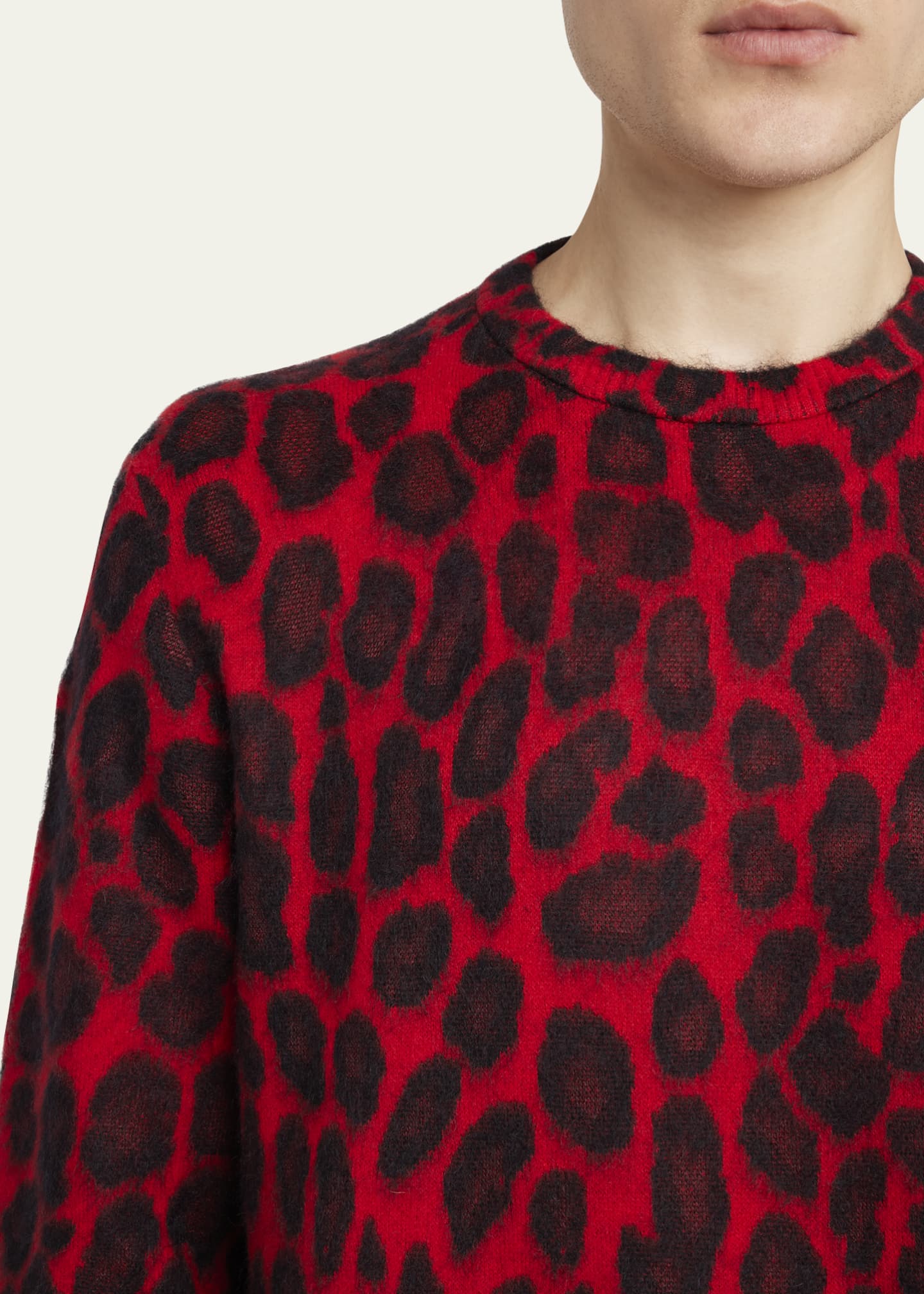 McQueen Men's Leopard Brushed Wool Sweater Image 5 of 5