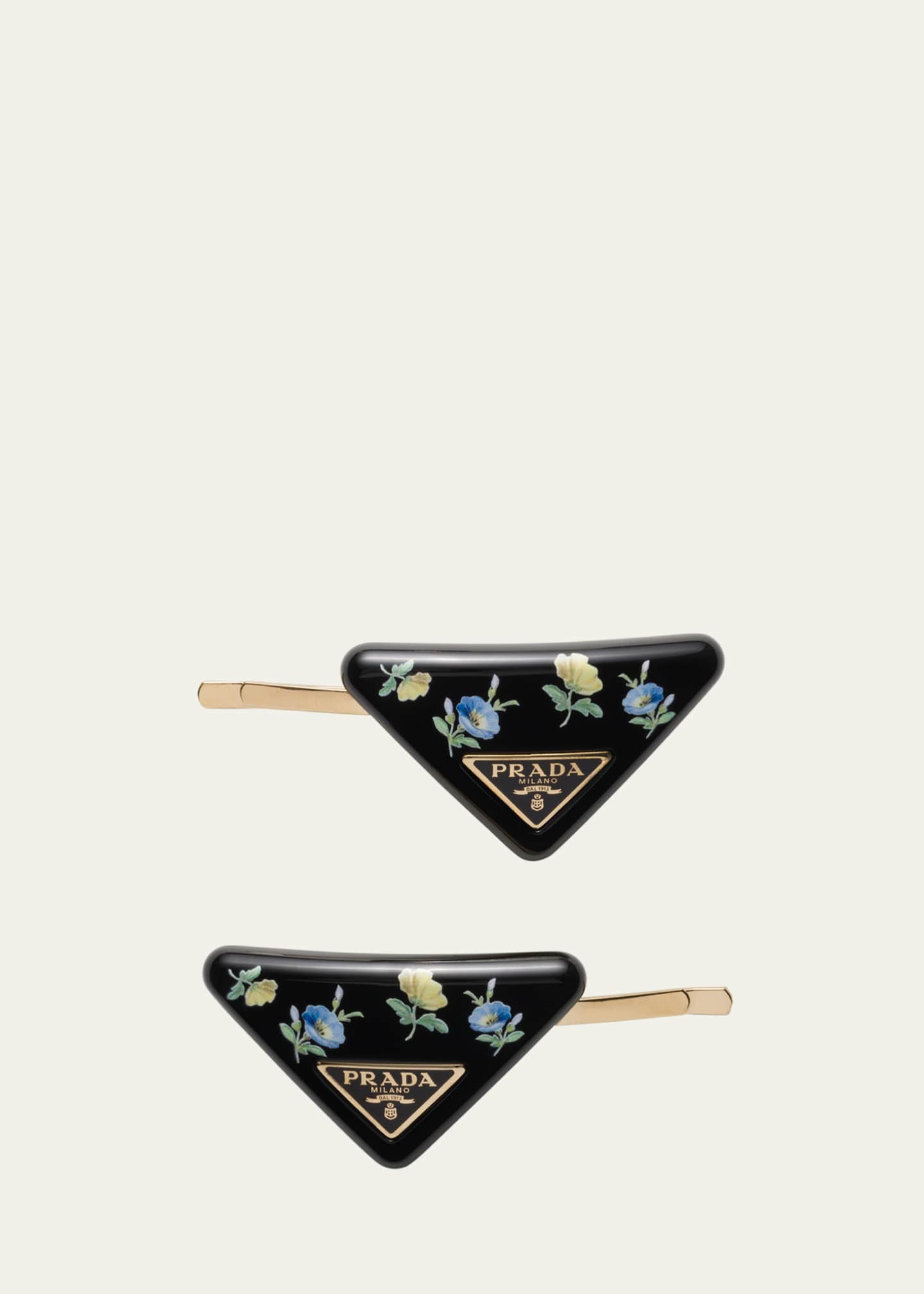 Prada Triangle Floral Bobby Pins, Set of 2 Image 1 of 2