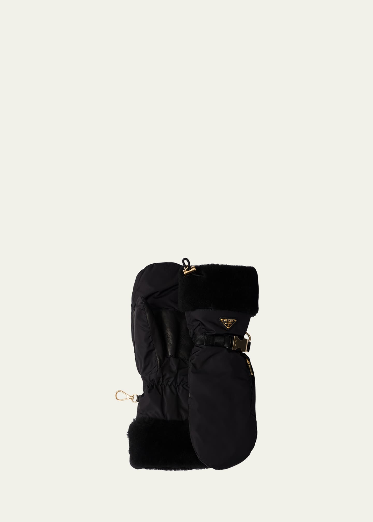 Prada Re-Nylon & Sheep Fur Mittens
