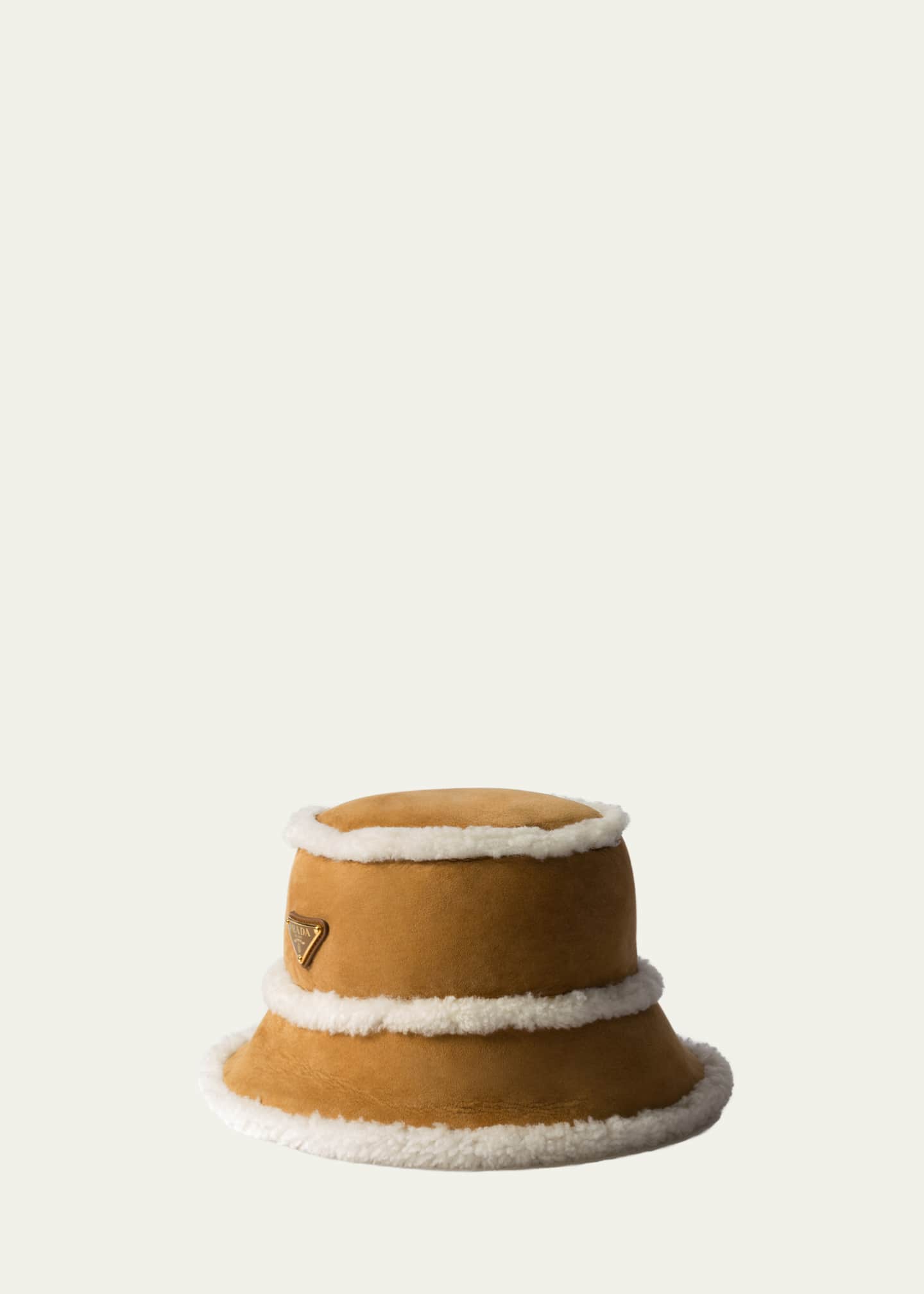 Prada Suede & Lamb Fur Bucket Hat Image 1 of 2