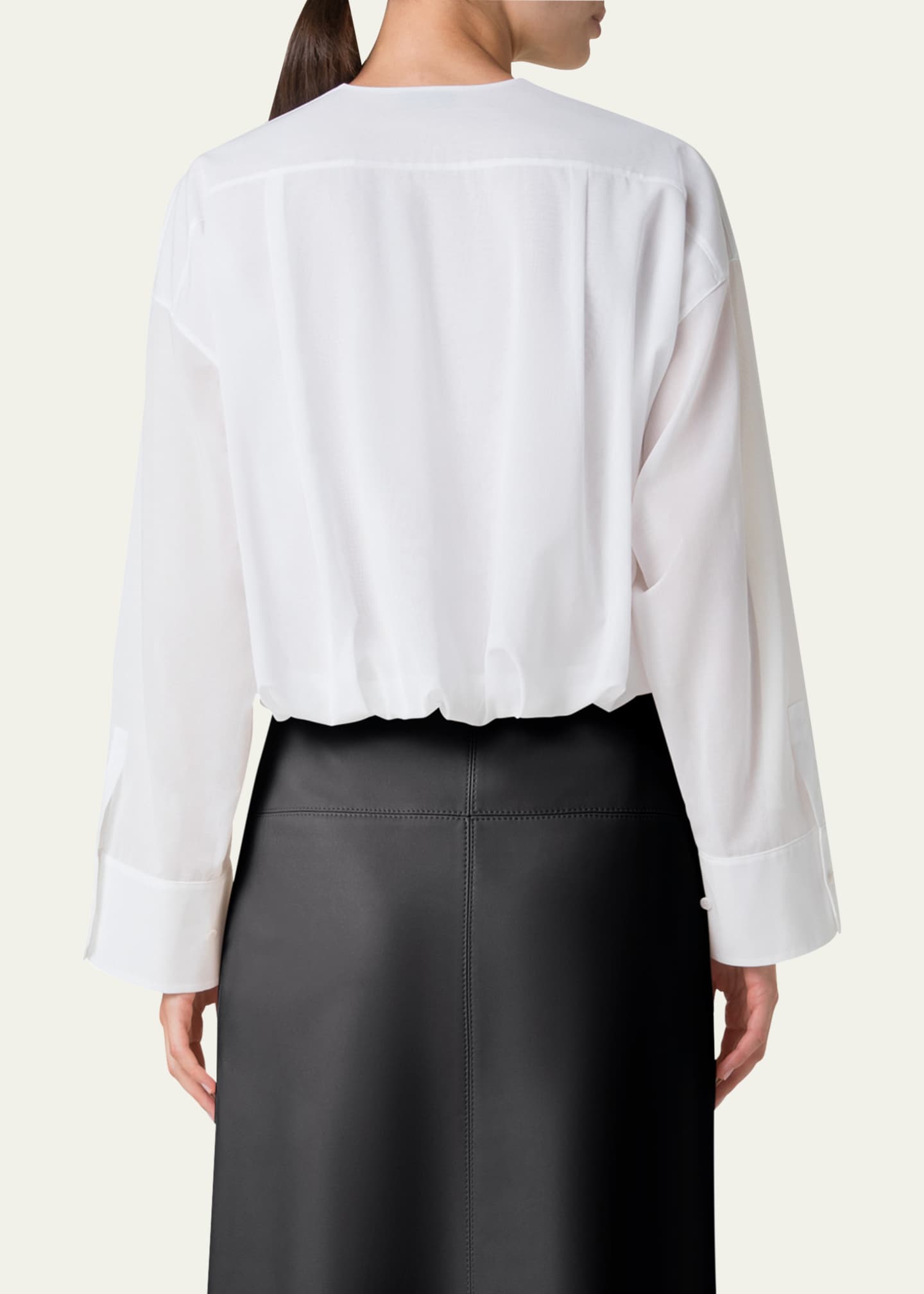 Akris Pleated Button Down Cotton Voile Blouse Image 3 of 5