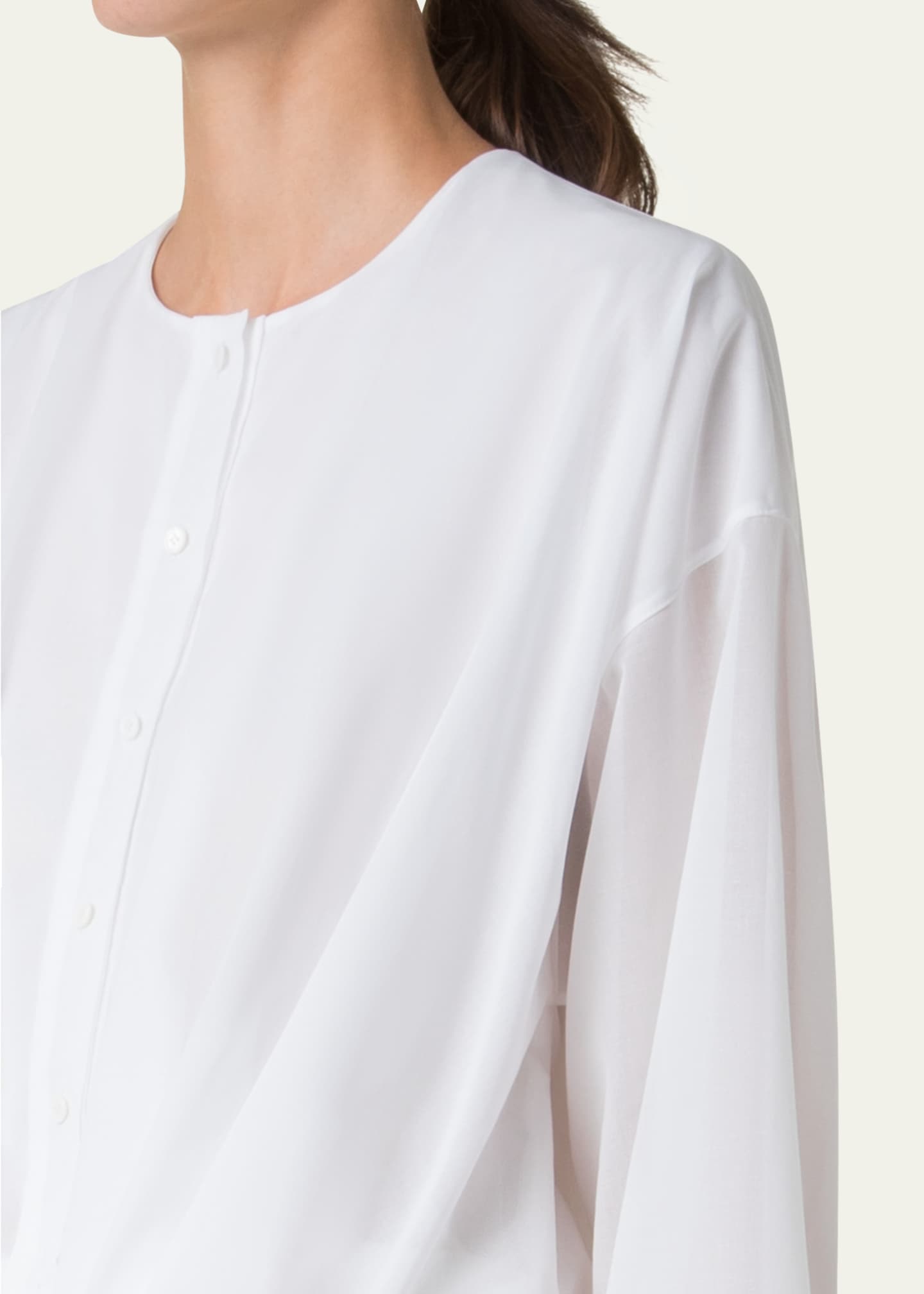 Akris Pleated Button Down Cotton Voile Blouse Image 5 of 5