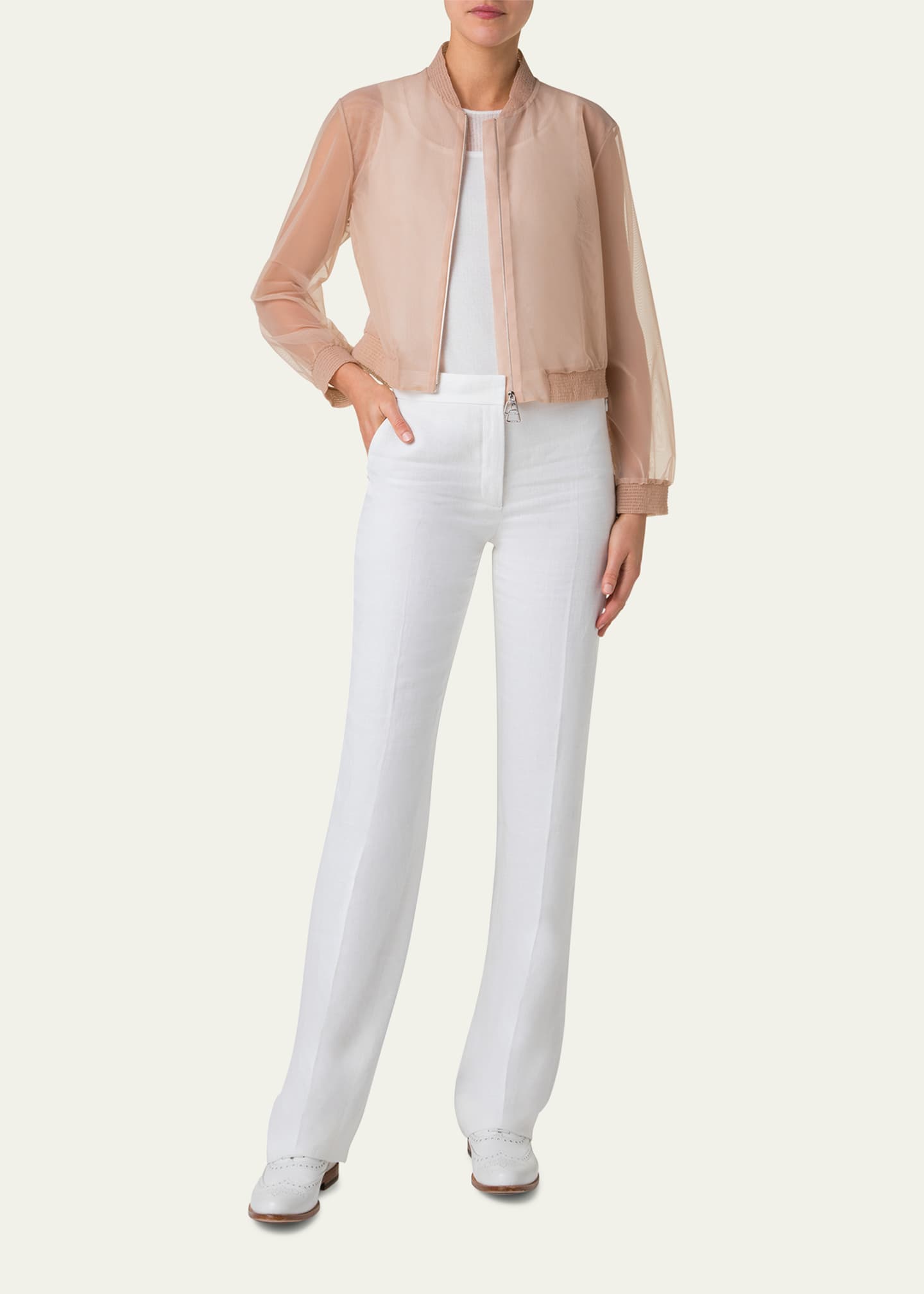 Akris Taide Techno Stretch Tulle Bomber Jacket Image 2 of 5