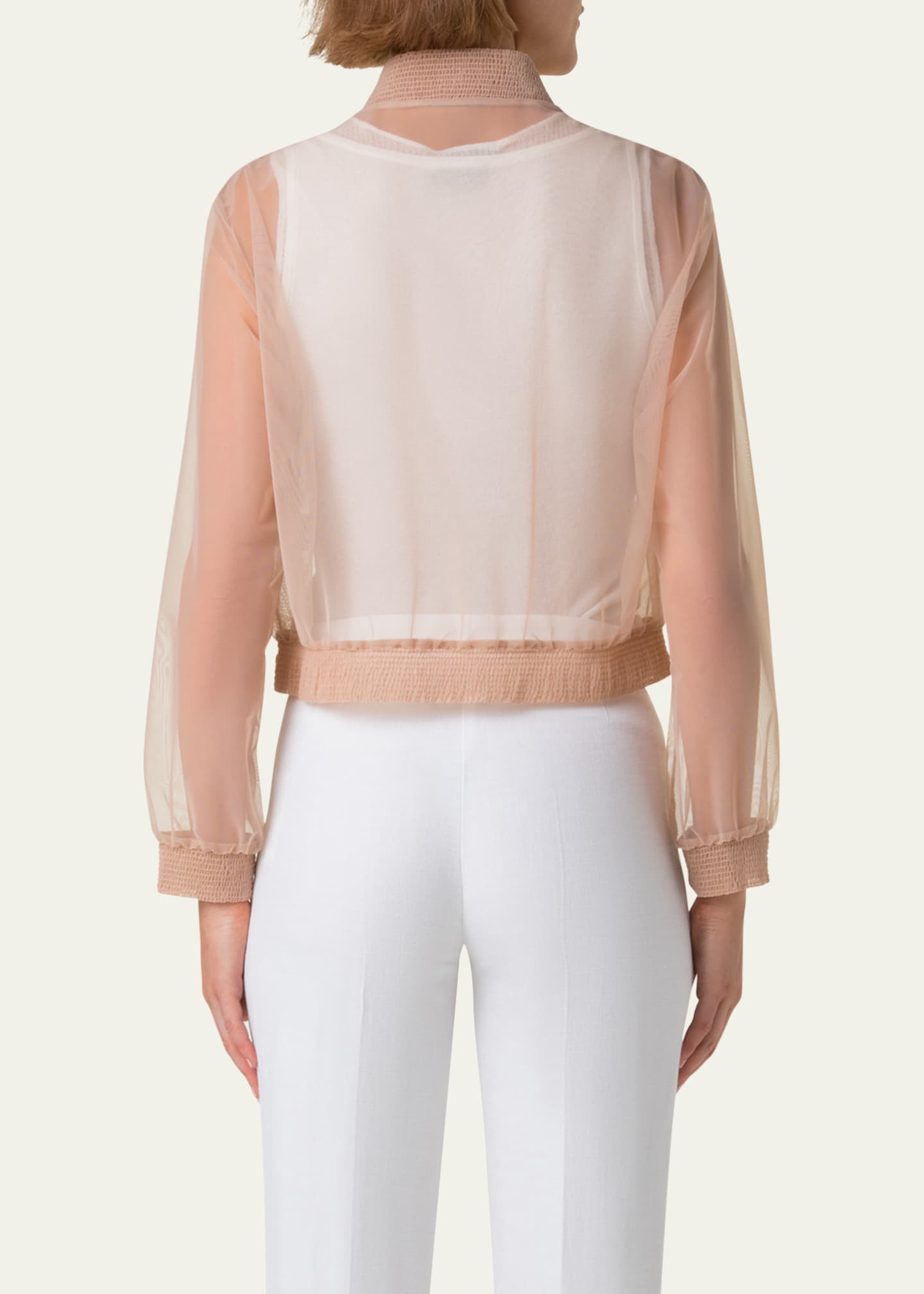 Akris Taide Techno Stretch Tulle Bomber Jacket Image 3 of 5