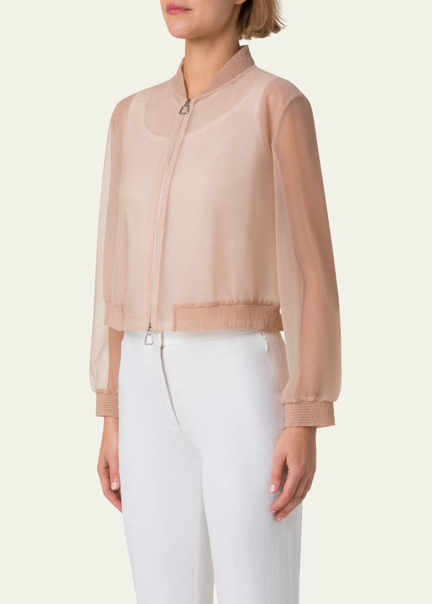 Akris Taide Techno Stretch Tulle Bomber Jacket Image 4 of 5