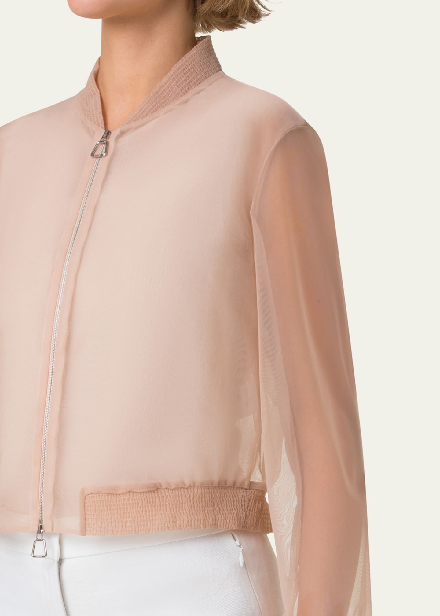 Akris Taide Techno Stretch Tulle Bomber Jacket Image 5 of 5