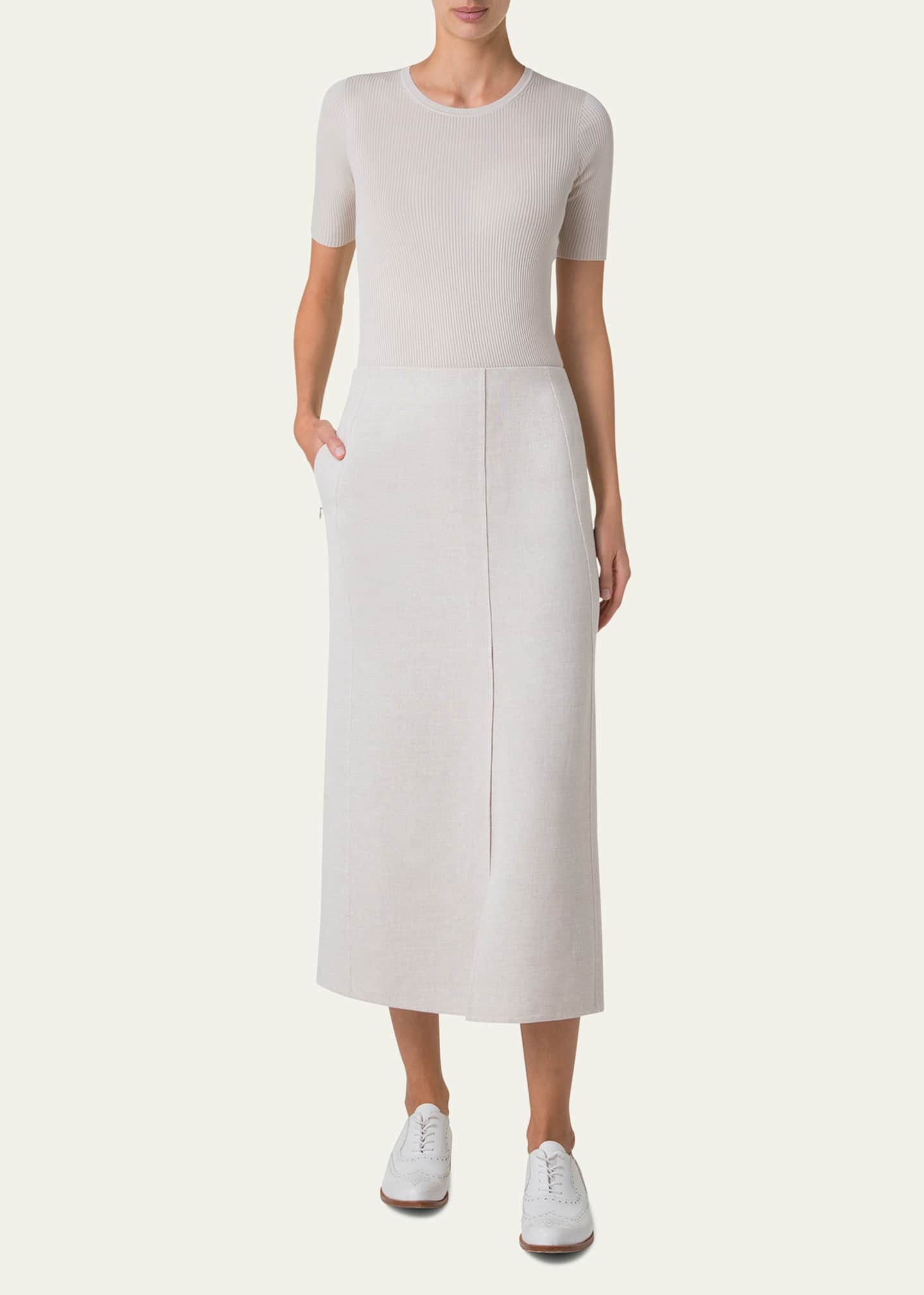 Akris Seamless Rib Short-Sleeve Sweater Image 2 of 5