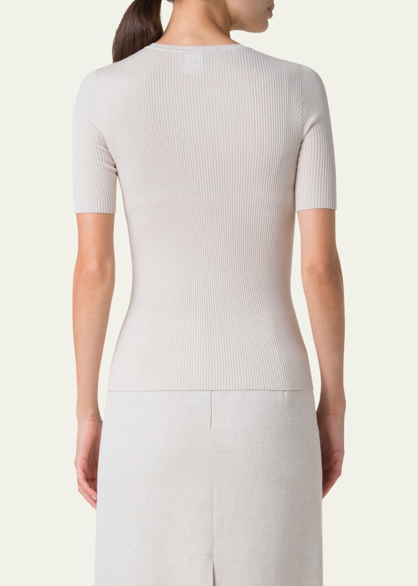 Akris Seamless Rib Short-Sleeve Sweater Image 3 of 5