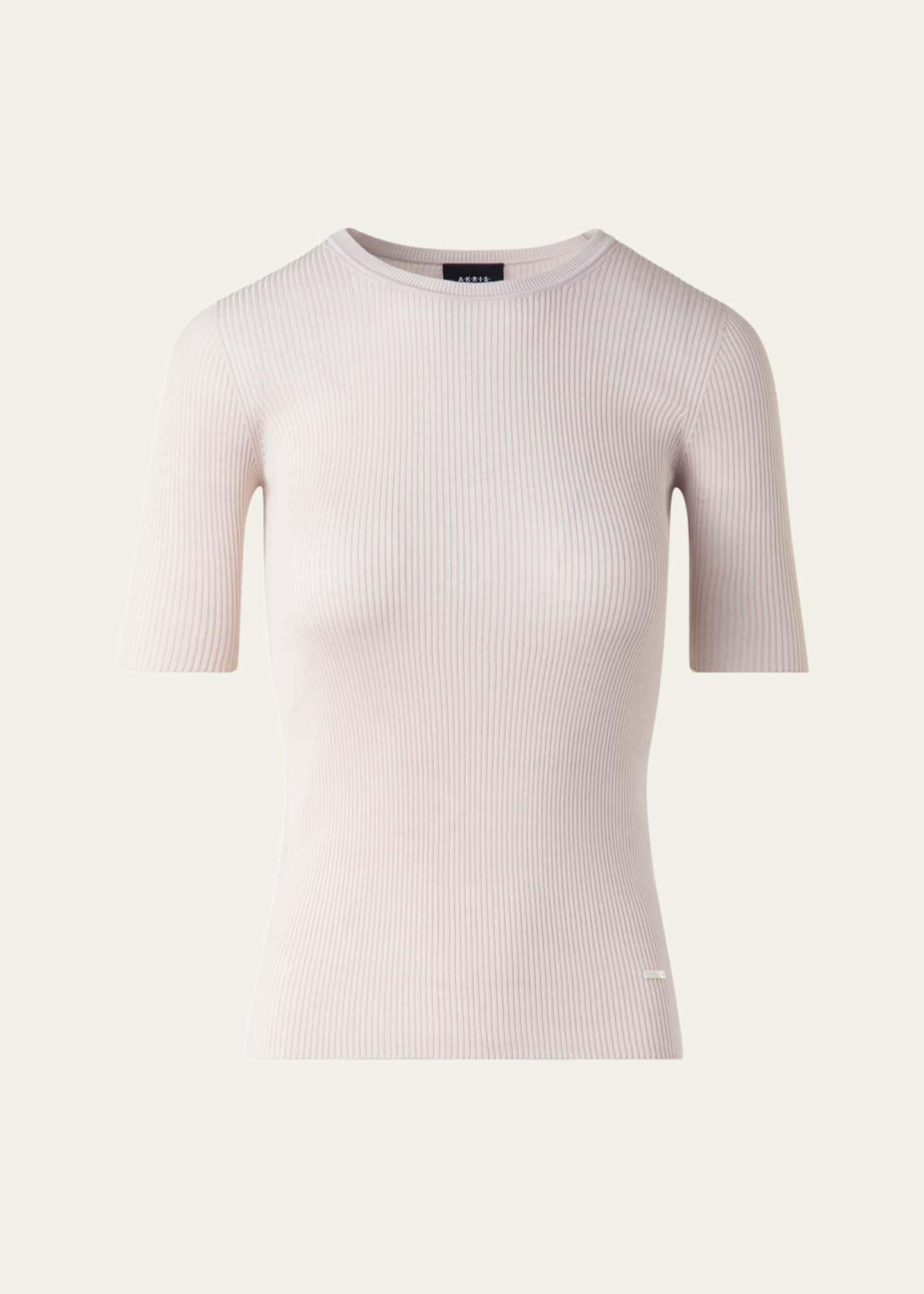 Akris Seamless Rib Short-Sleeve Sweater Image 1 of 5