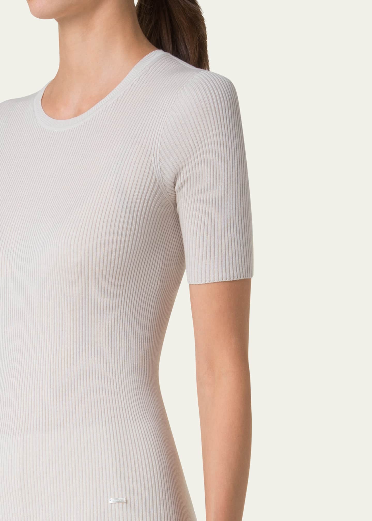 Akris Seamless Rib Short-Sleeve Sweater Image 5 of 5