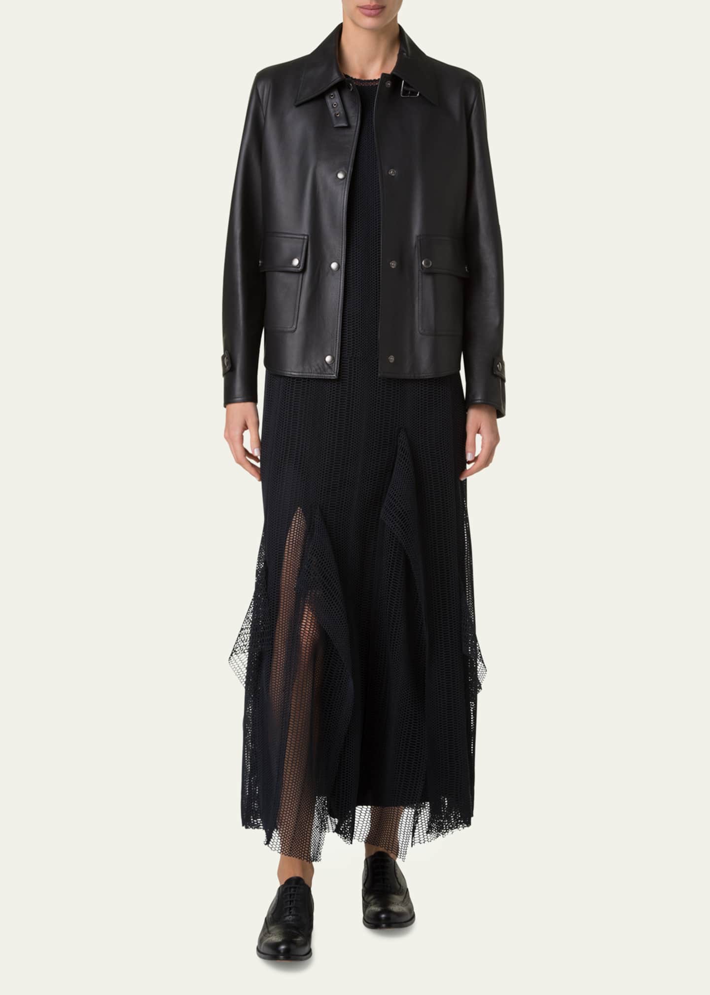 Akris Arthos Short Leather Jacket Image 2 of 5