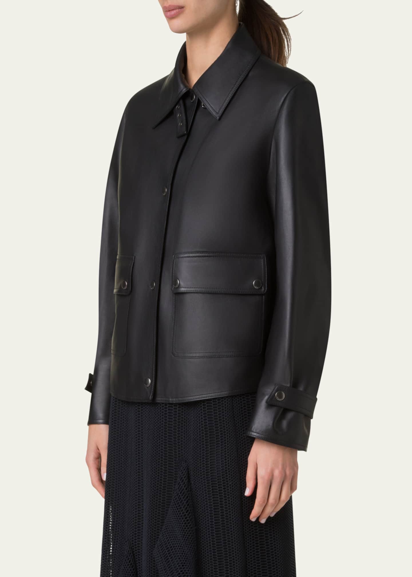 Akris Arthos Short Leather Jacket Image 4 of 5