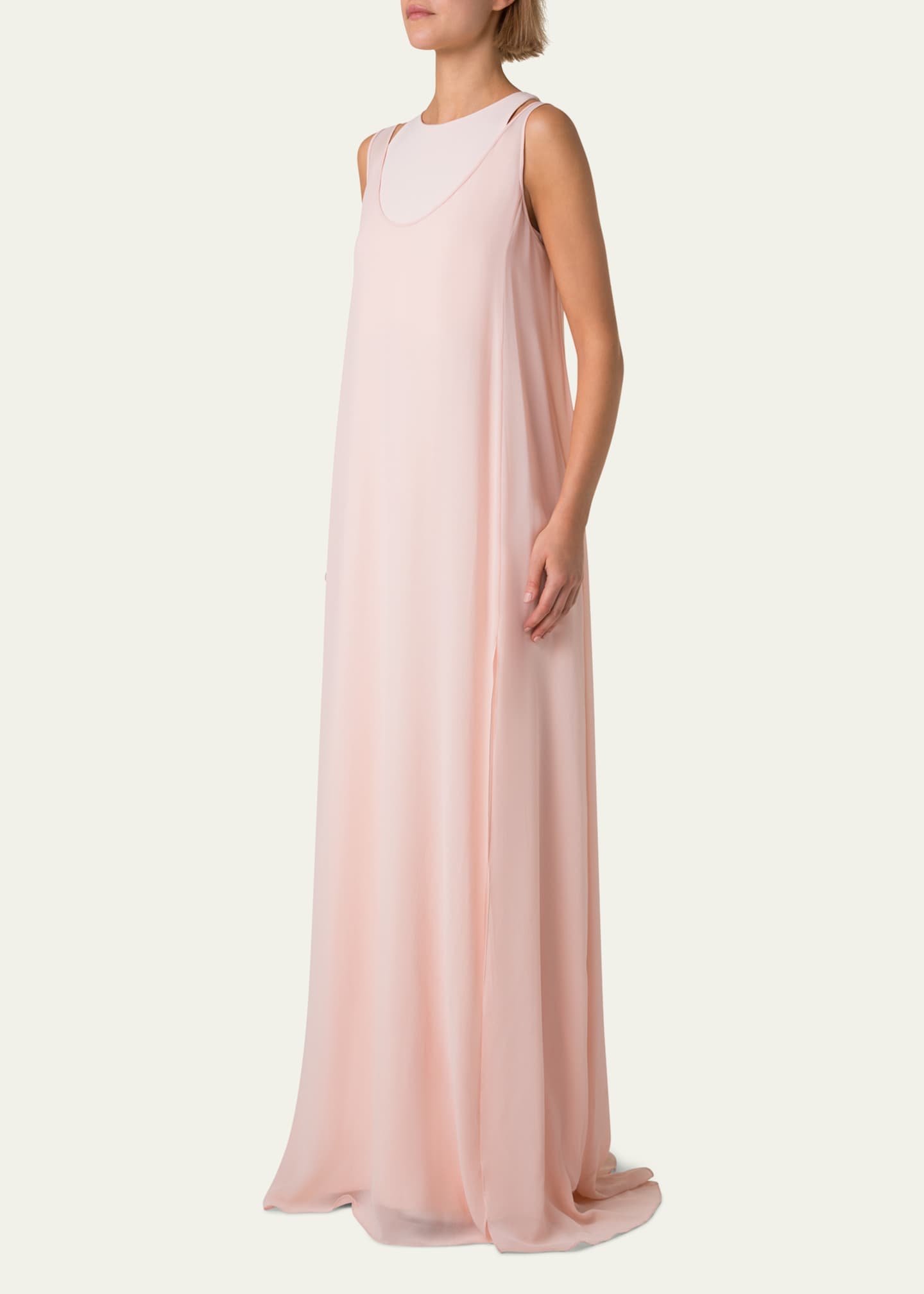 Akris Layered Shoulder Cutout Silk Gown Image 4 of 5