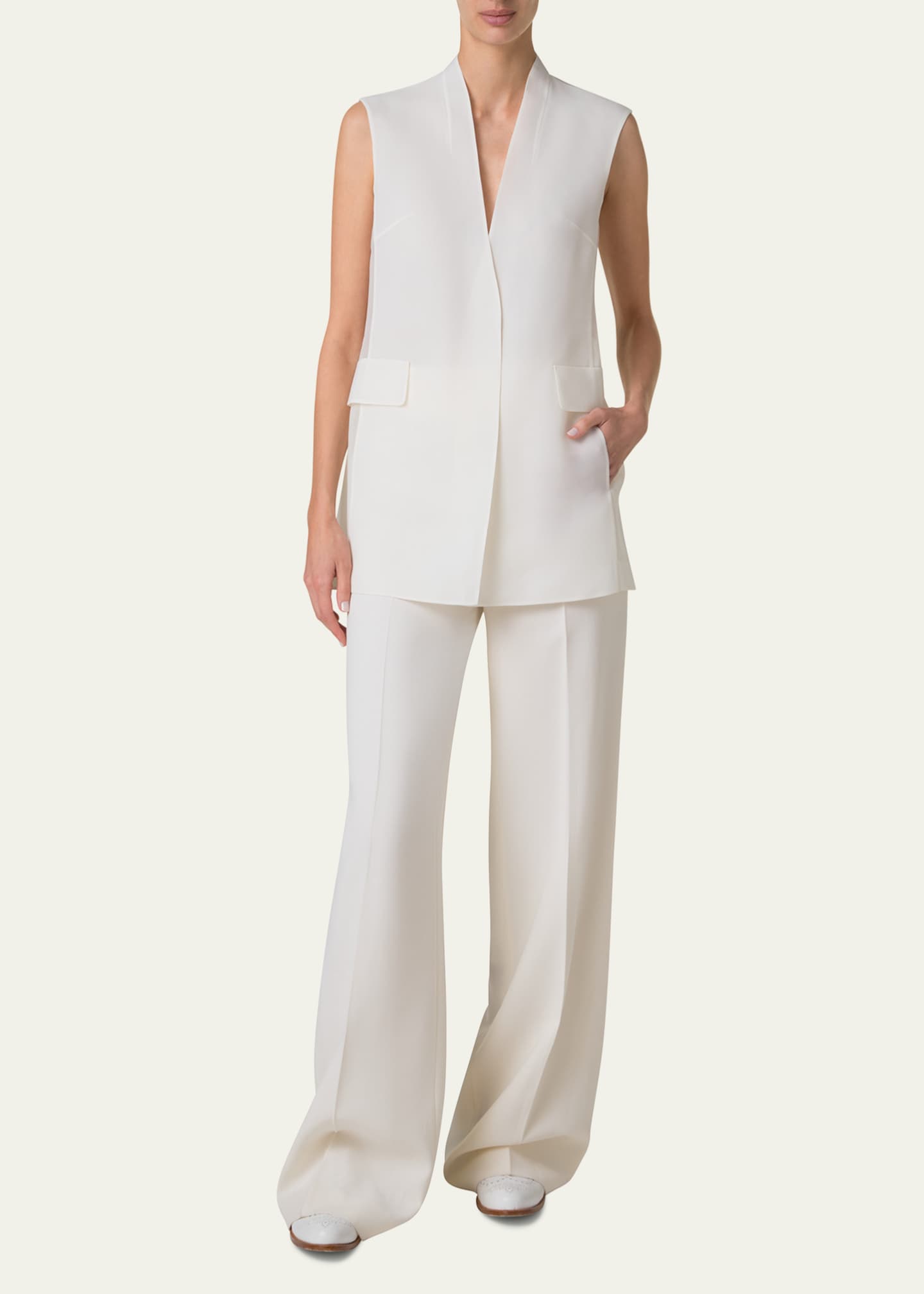 Akris Artina Long Silk Organza Vest Image 2 of 5