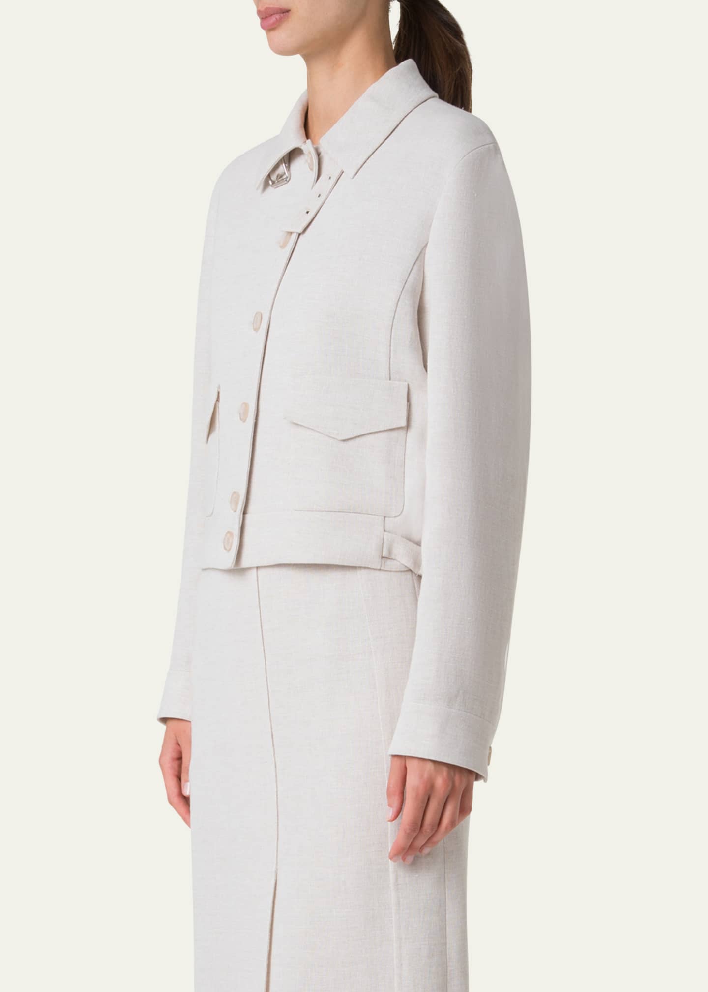 Akris Peer Twisted Linen Double-Face Jacket Image 4 of 5