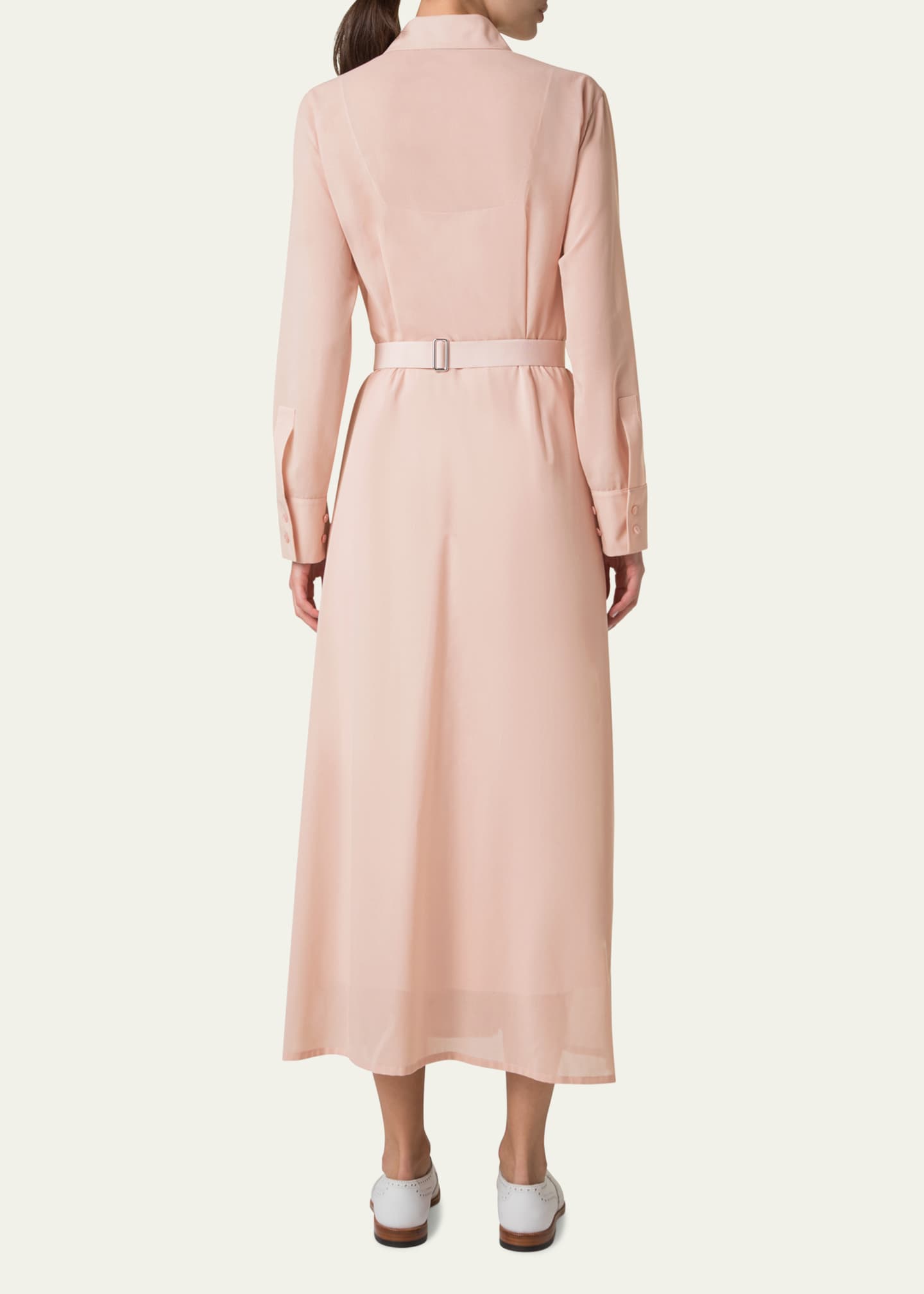 Akris Pleated Cotton Voile Maxi Shirtdress Image 3 of 5