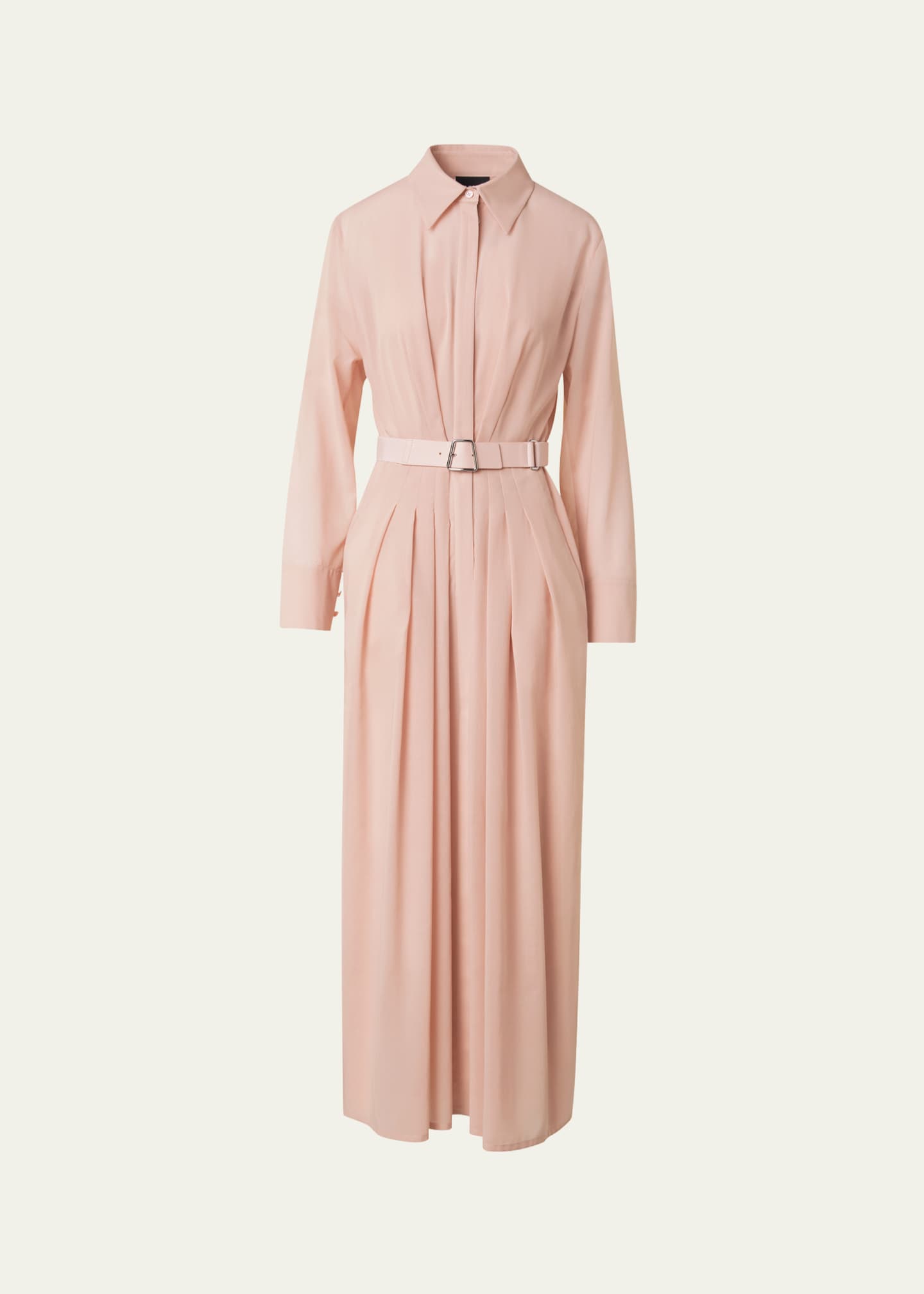 Akris Pleated Cotton Voile Maxi Shirtdress Image 1 of 5