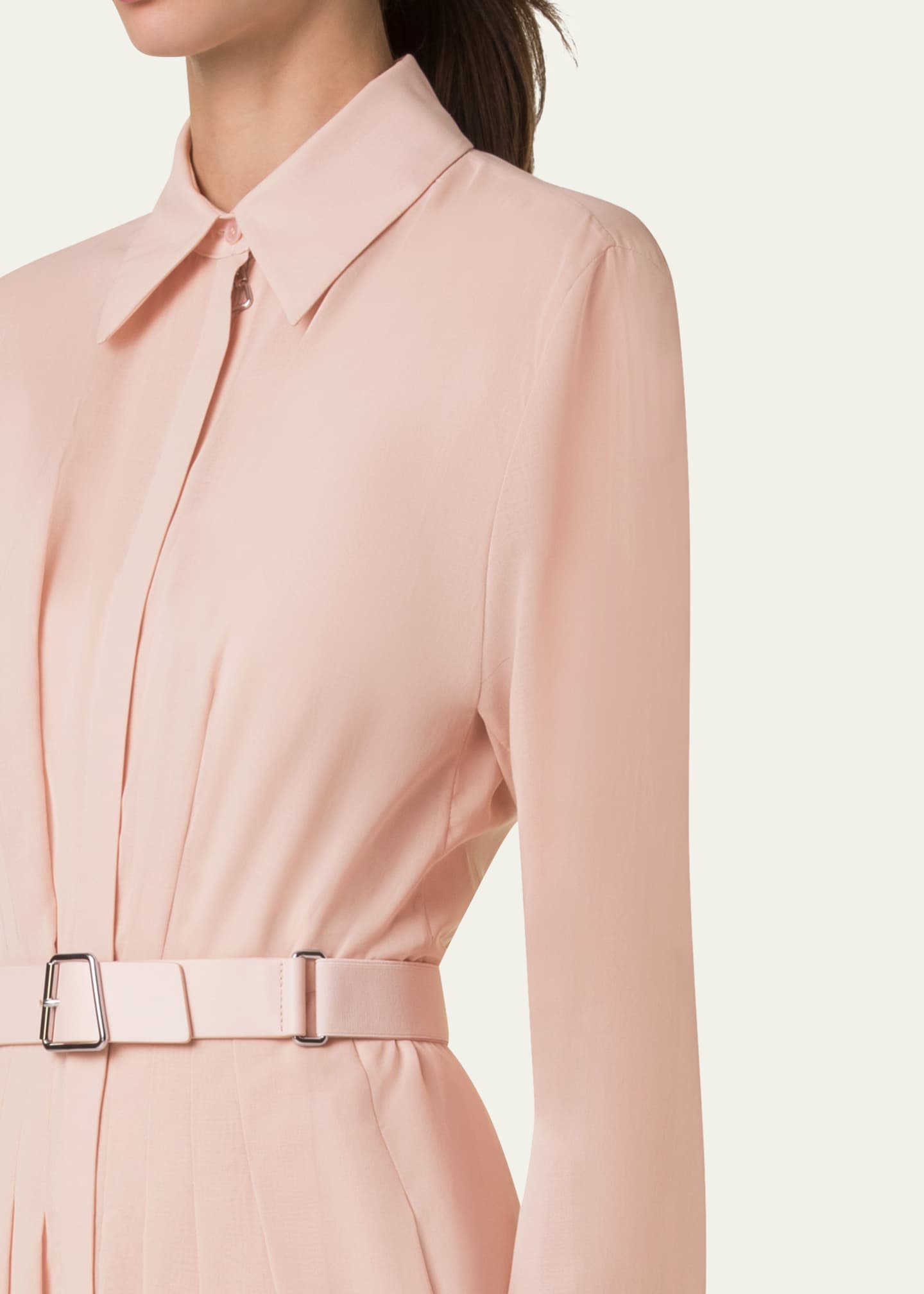 Akris Pleated Cotton Voile Maxi Shirtdress Image 5 of 5