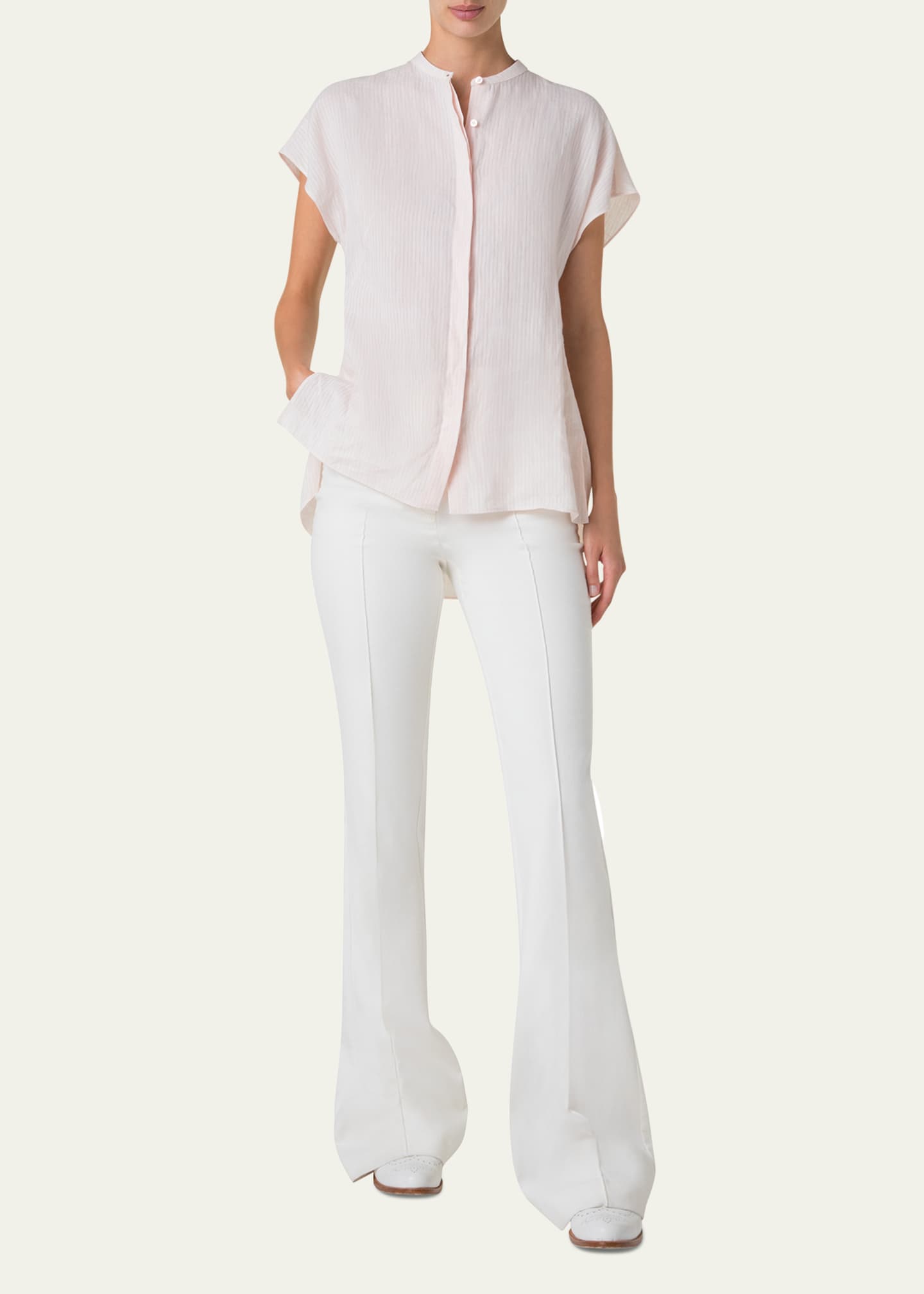 Akris Linen Voile Button-Front Blouse Image 2 of 5