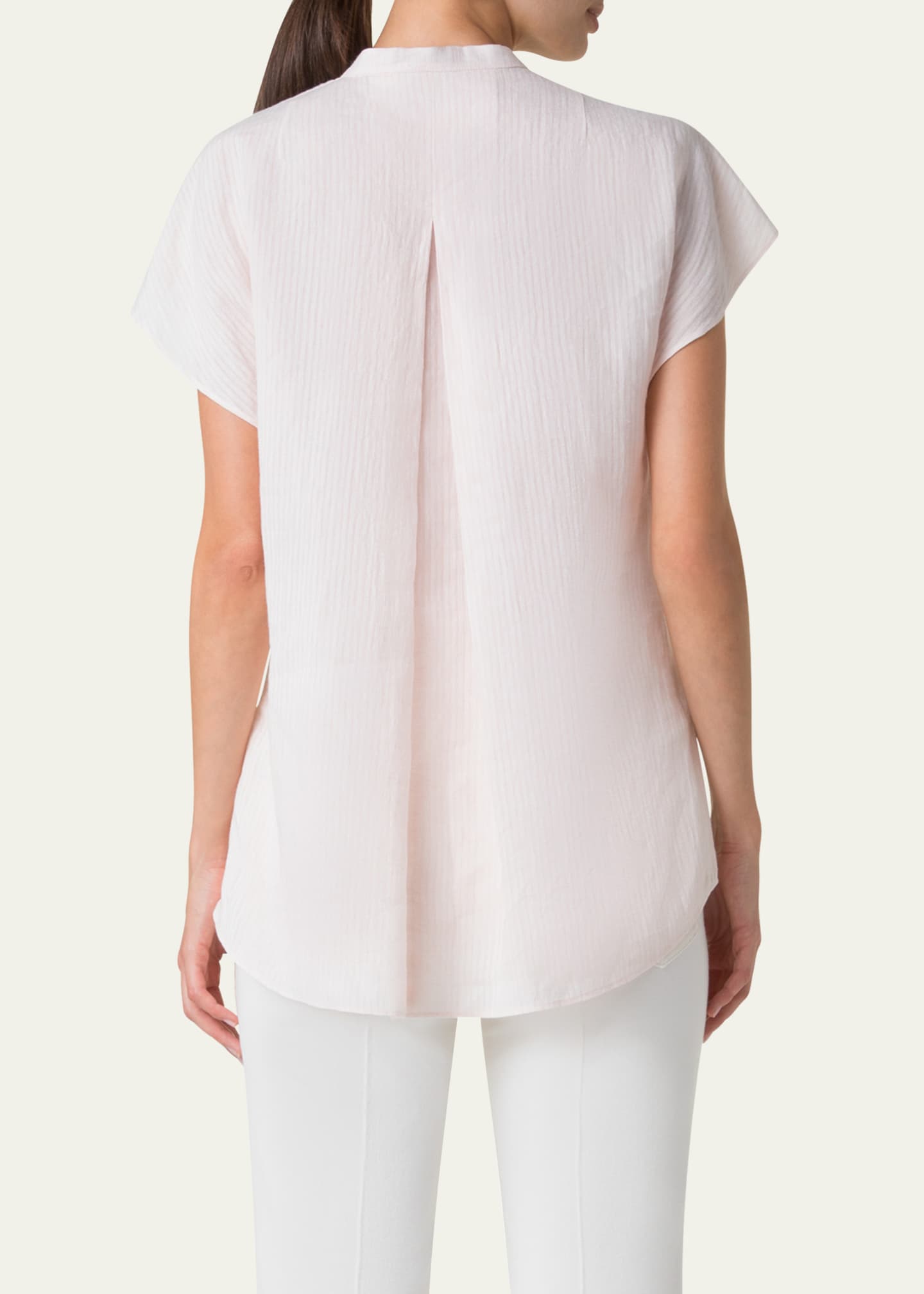 Akris Linen Voile Button-Front Blouse Image 3 of 5