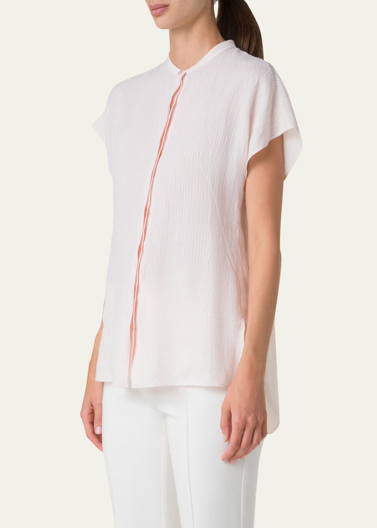 Akris Linen Voile Button-Front Blouse Image 4 of 5