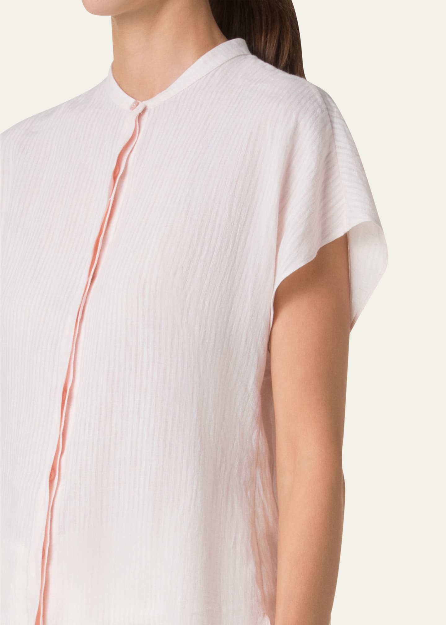 Akris Linen Voile Button-Front Blouse Image 5 of 5