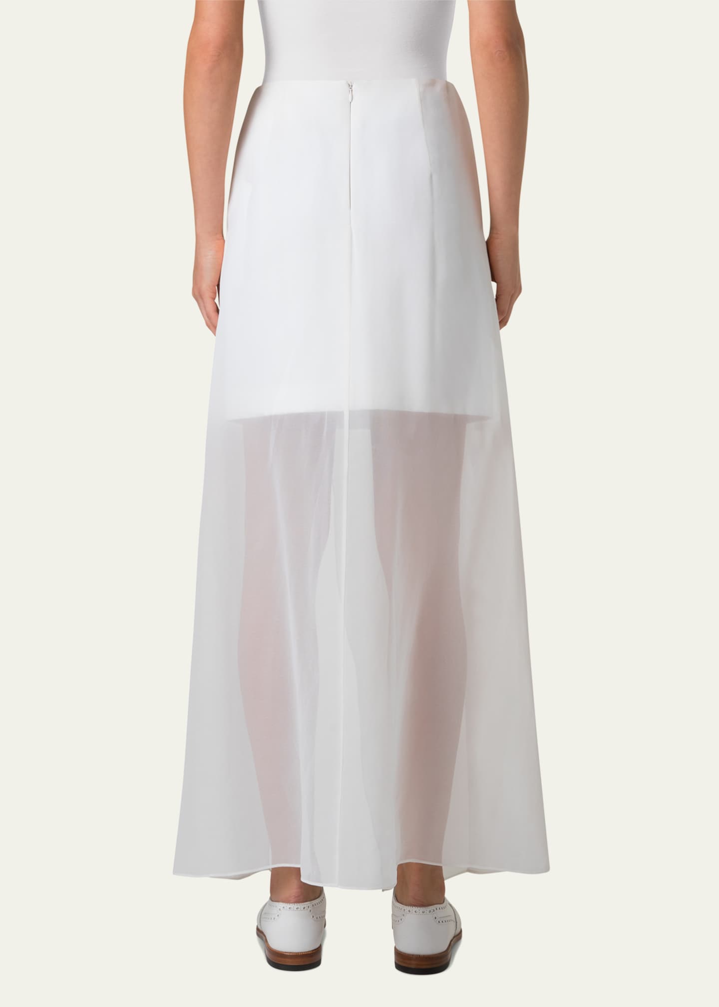 Akris Long Organza Overlay Silk Double-Face Skirt - Bergdorf