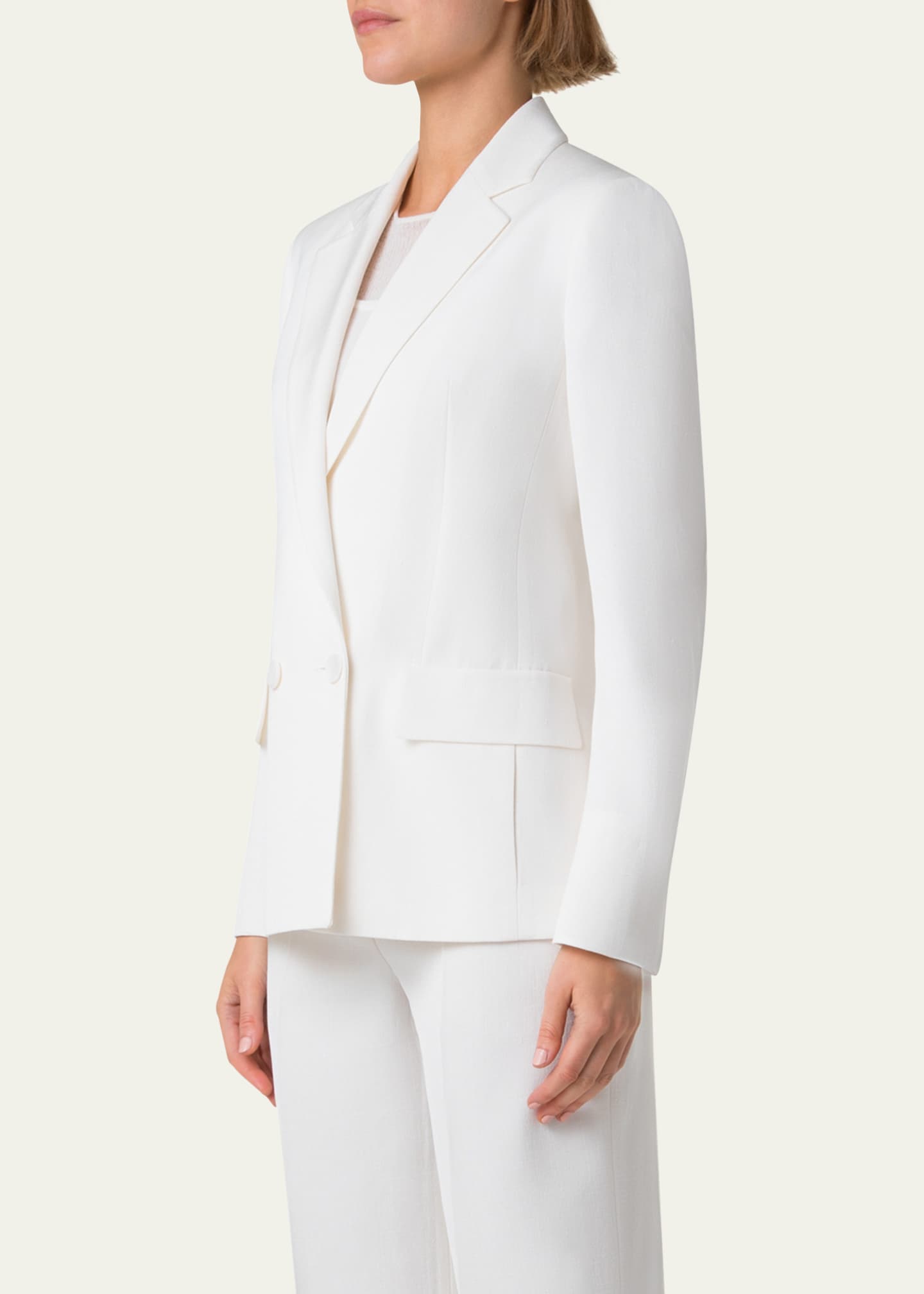 Akris William Double-Breasted Boyfriend Shantung Silk-Blend Jacket Image 4 of 5