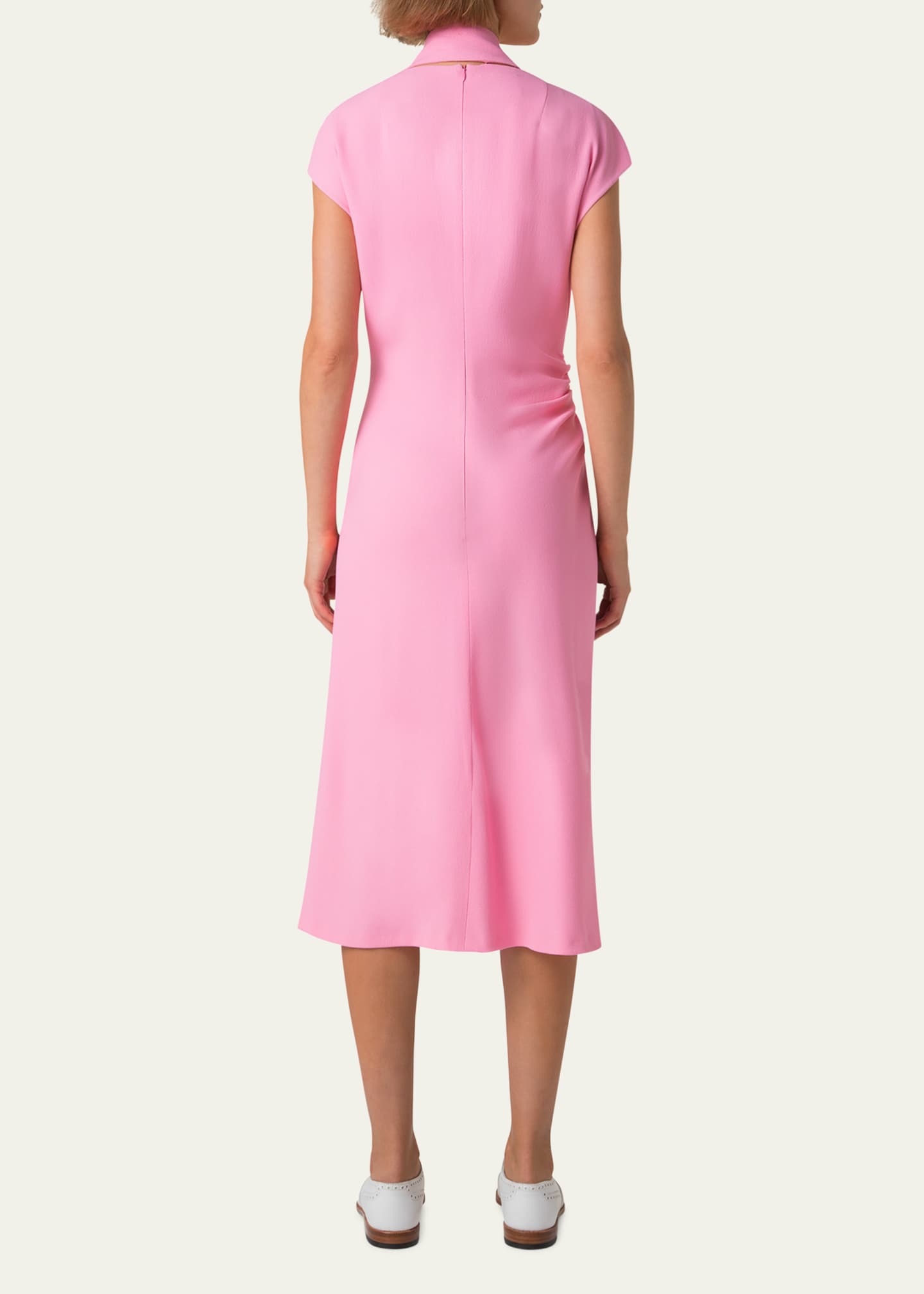 Akris Crepe Mock-Neck Midi Dress Image 3 of 5