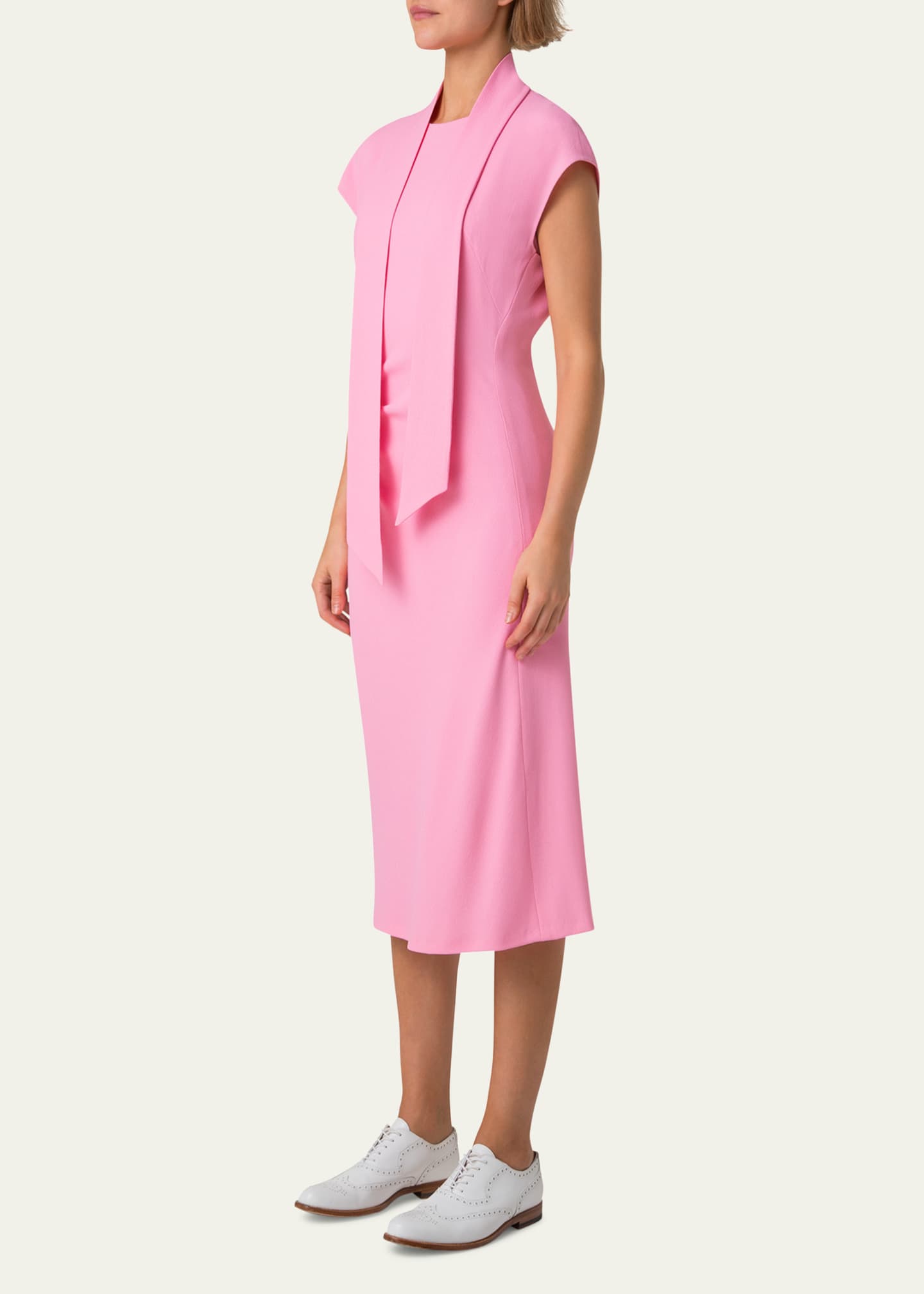Akris Crepe Mock-Neck Midi Dress Image 4 of 5