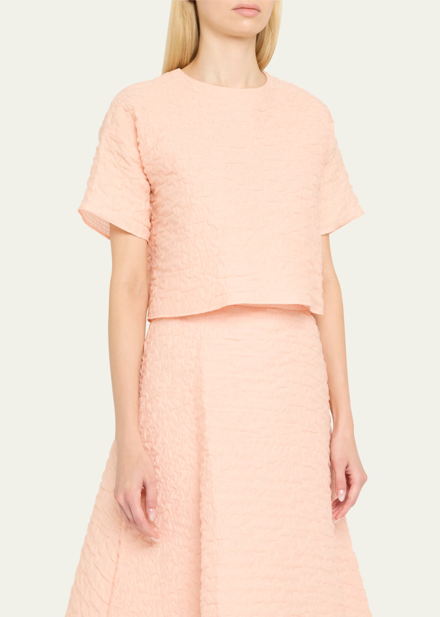 Akris 3D Bubble Organza Short-Sleeve Top Image 4 of 5