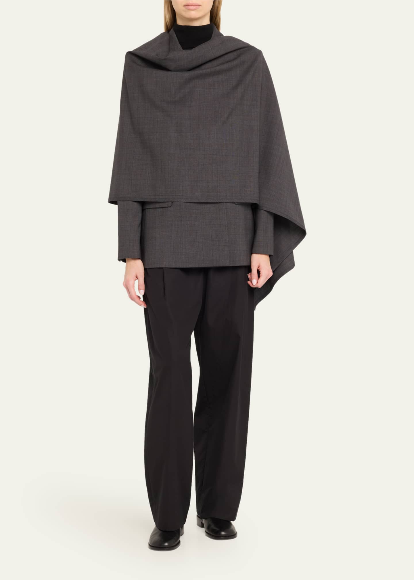 Cloak Double-Breasted Wool Blazer - Thumbnail 2