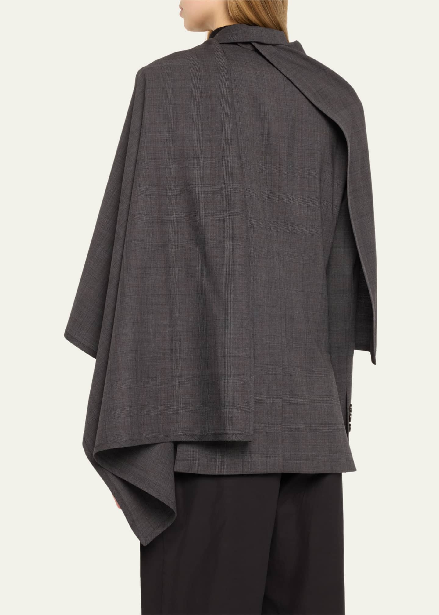 Cloak Double-Breasted Wool Blazer - Thumbnail 3