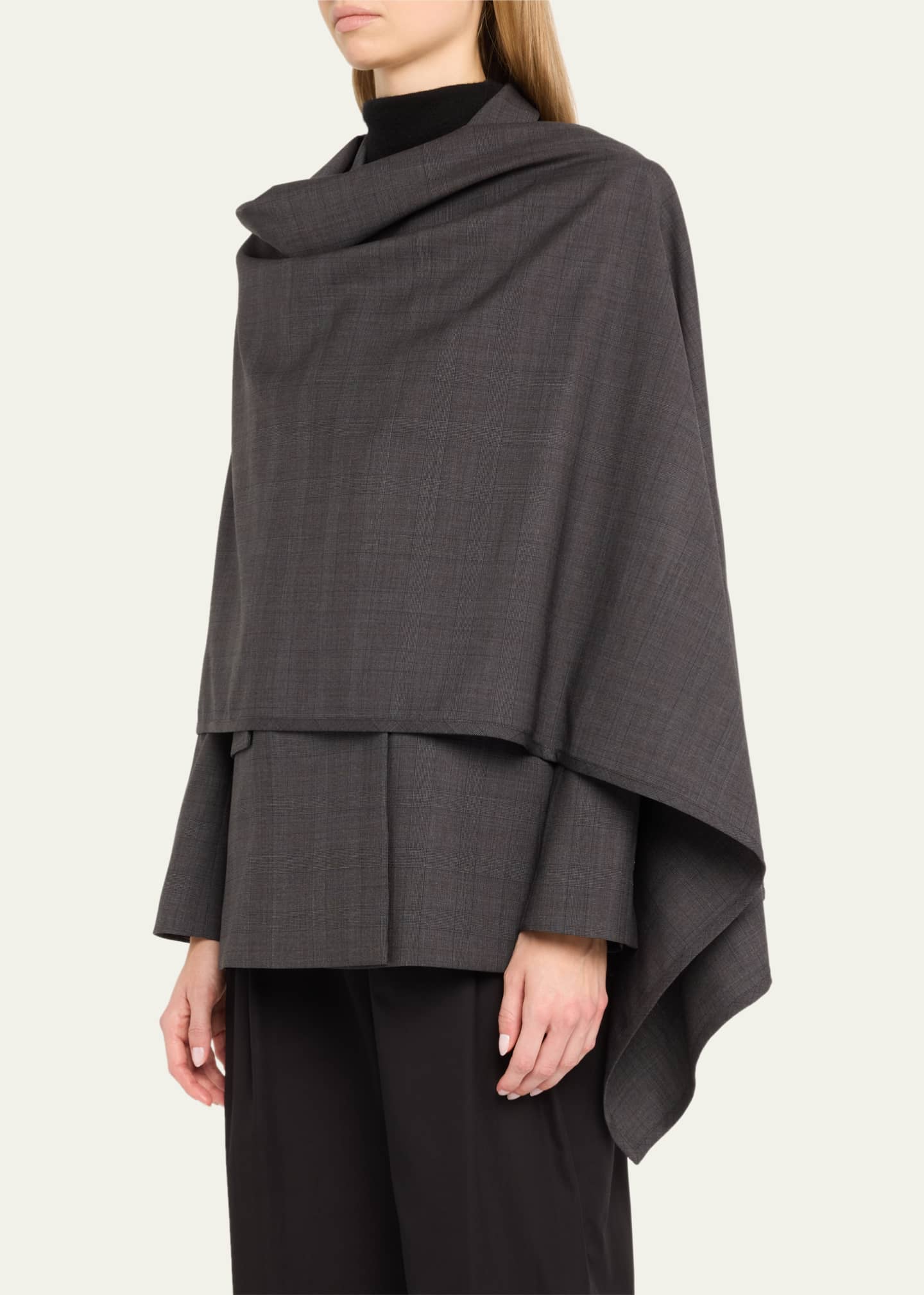 Cloak Double-Breasted Wool Blazer - Thumbnail 4