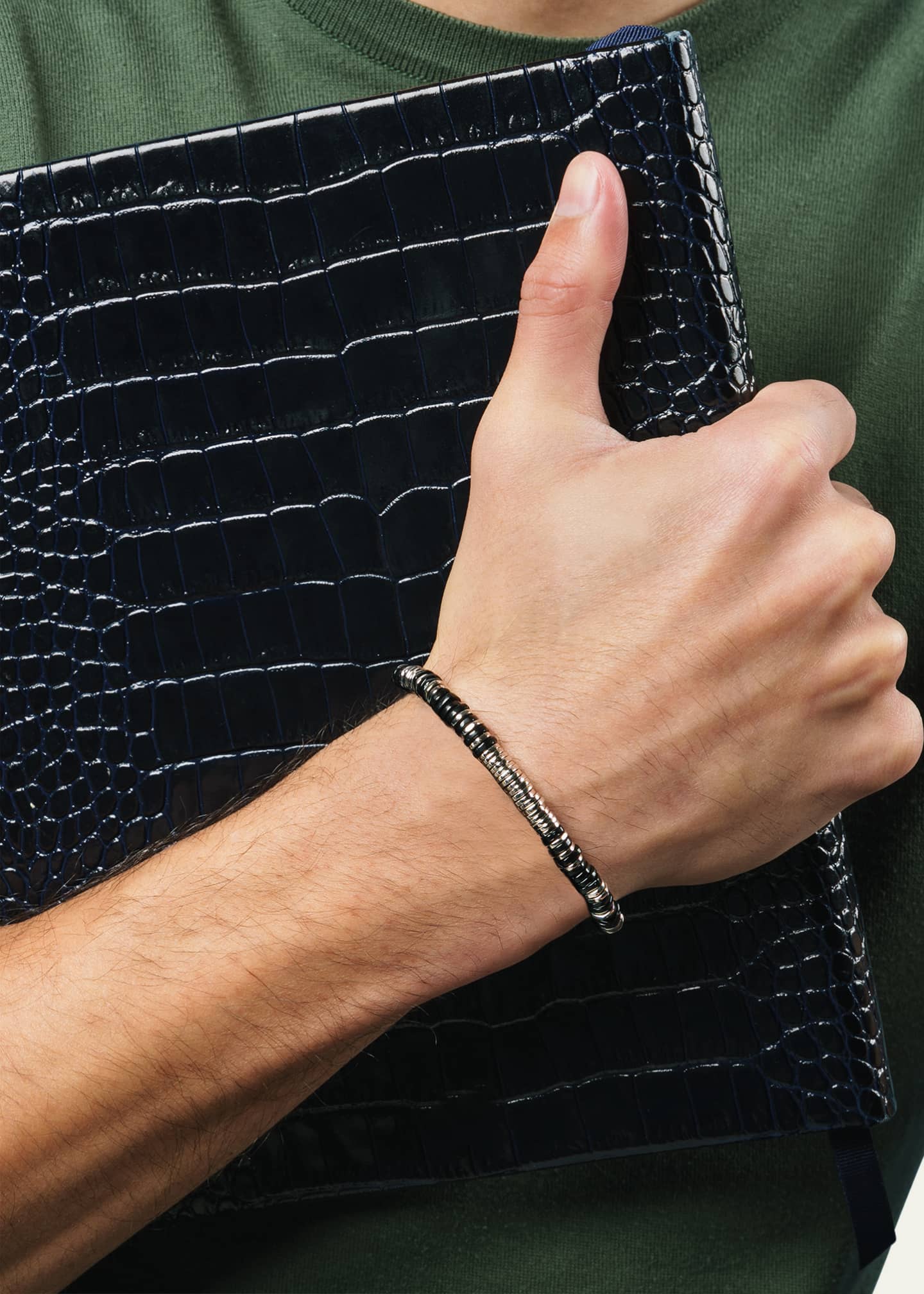 Tateossian Men's Silver and Agate Constellation Beaded Bracelet Image 2 of 5