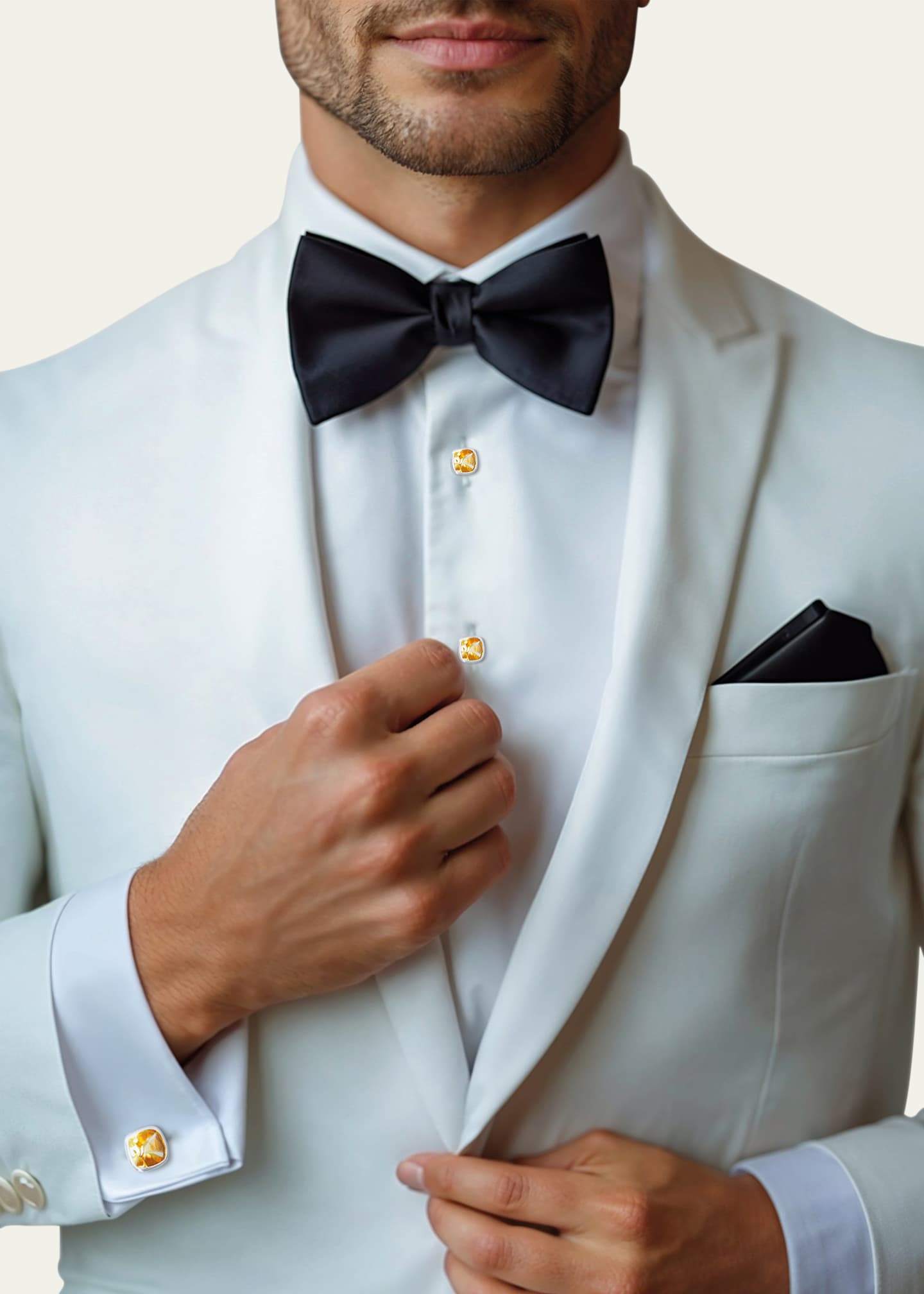 Tateossian Men's Silver Citrine Cufflinks and Shirt Studs Set Image 2 of 2