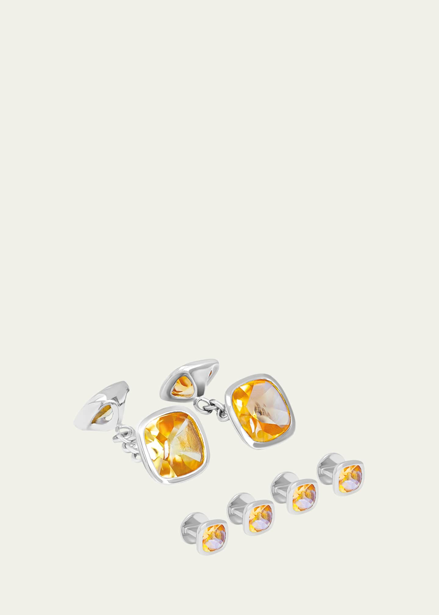 Tateossian Men's Silver Citrine Cufflinks and Shirt Studs Set Image 1 of 2