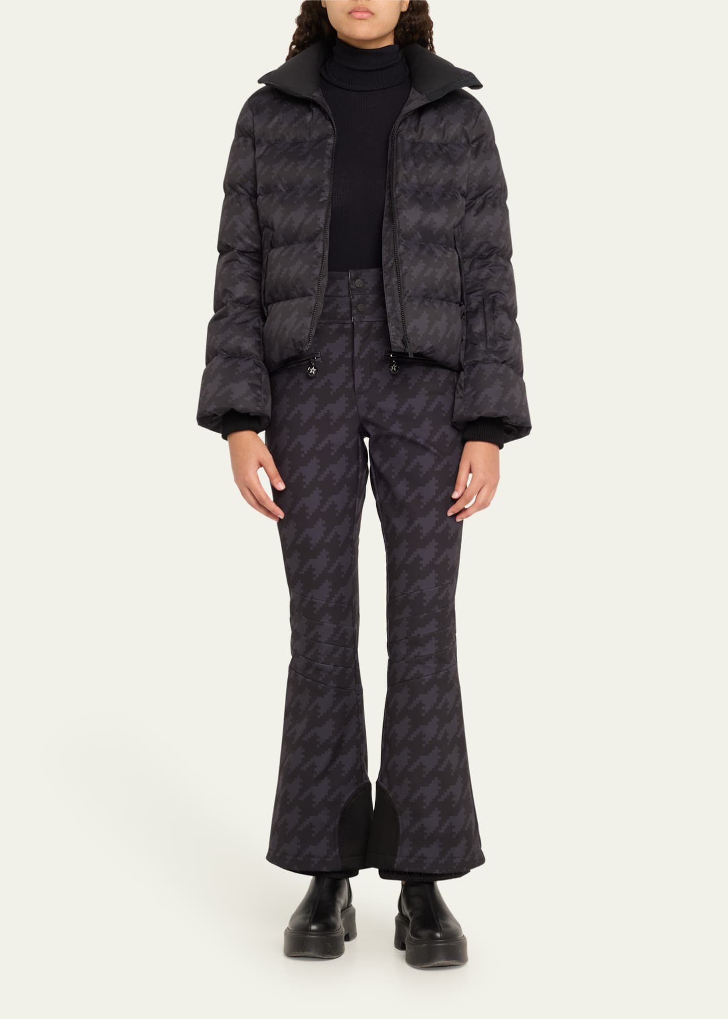 Perfect Moment Maya Houndstooth Down Parka Jacket Image 2 of 5
