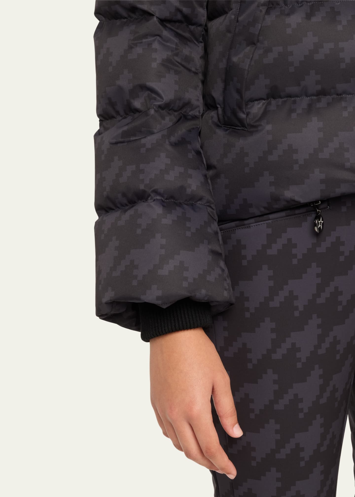 Perfect Moment Maya Houndstooth Down Parka Jacket Image 5 of 5