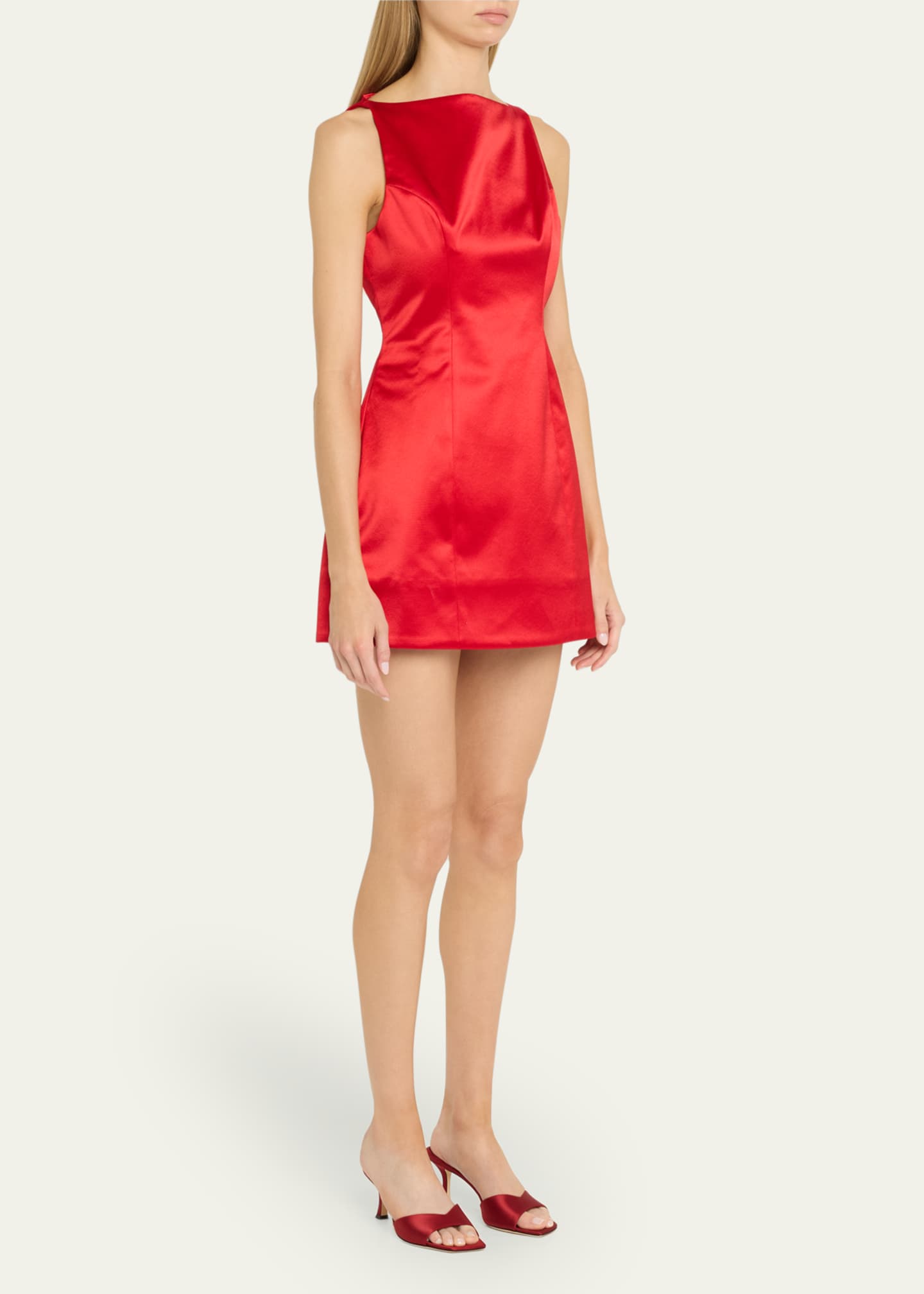 Livie High-Neck Satin Mini Dress