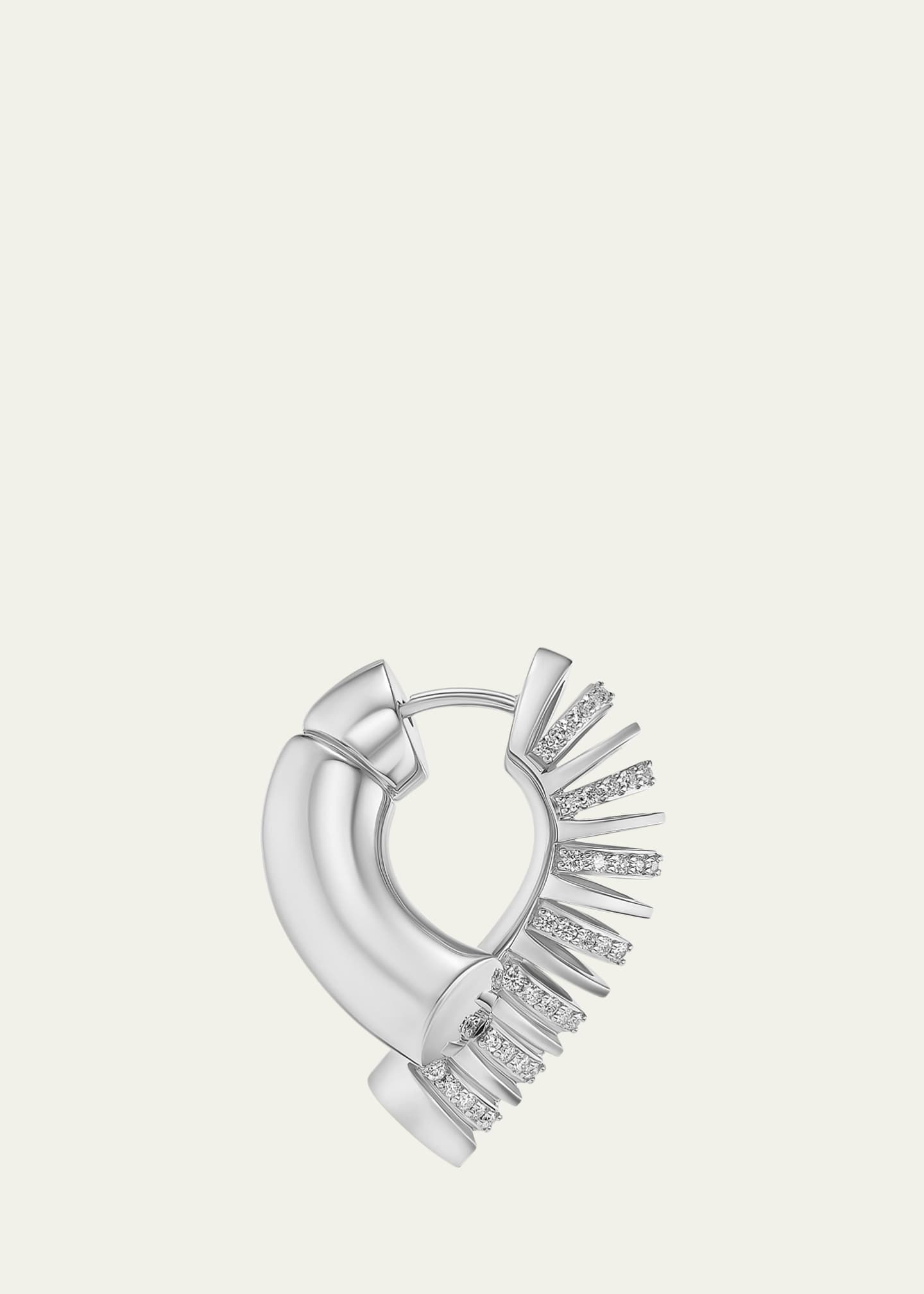 TABAYER Oera 18K White Gold Half-Ribbed Diamond Earrings