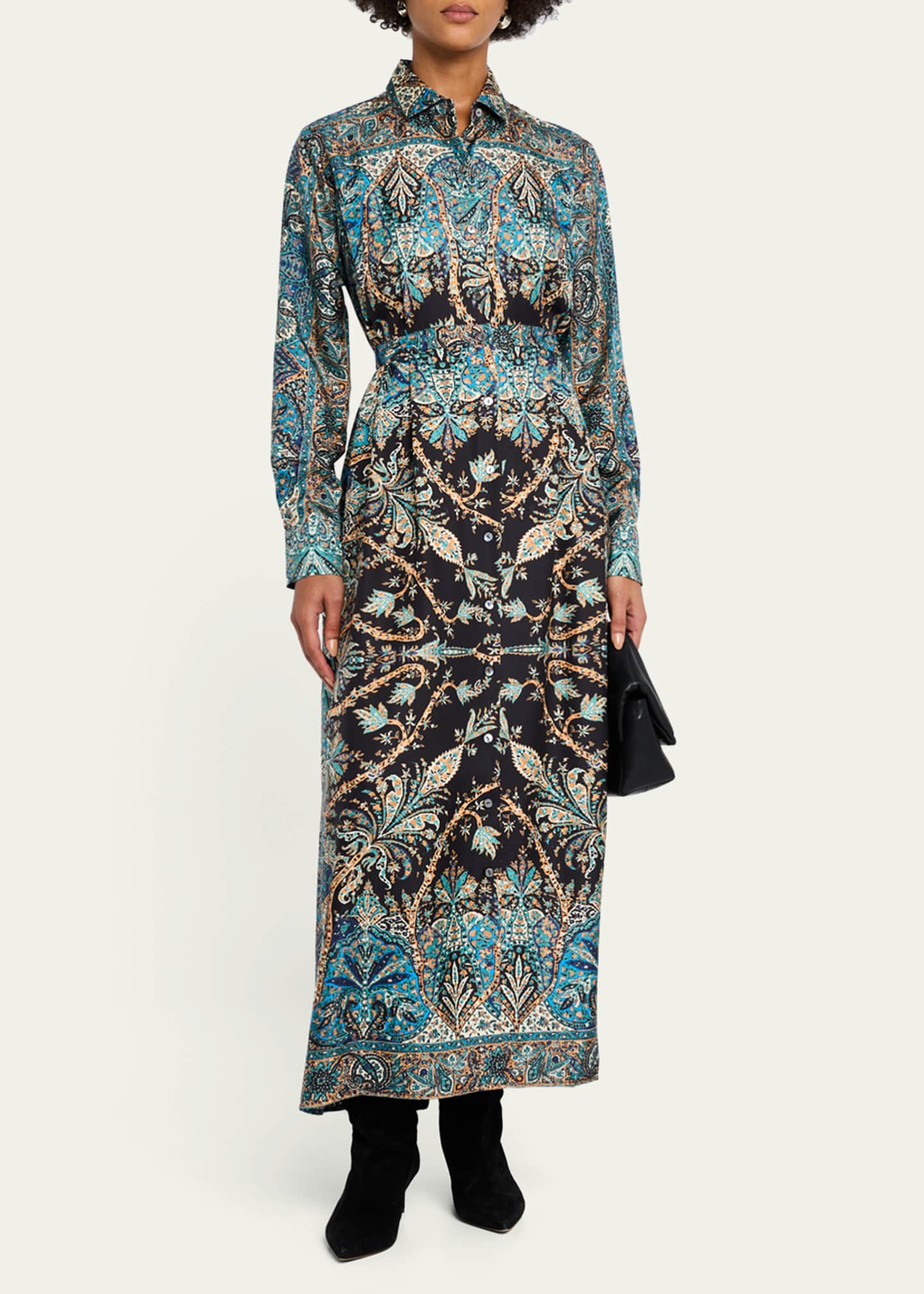Ulla Johnson Lorena Printed Long-Sleeve Shirtdress Image 2 of 5