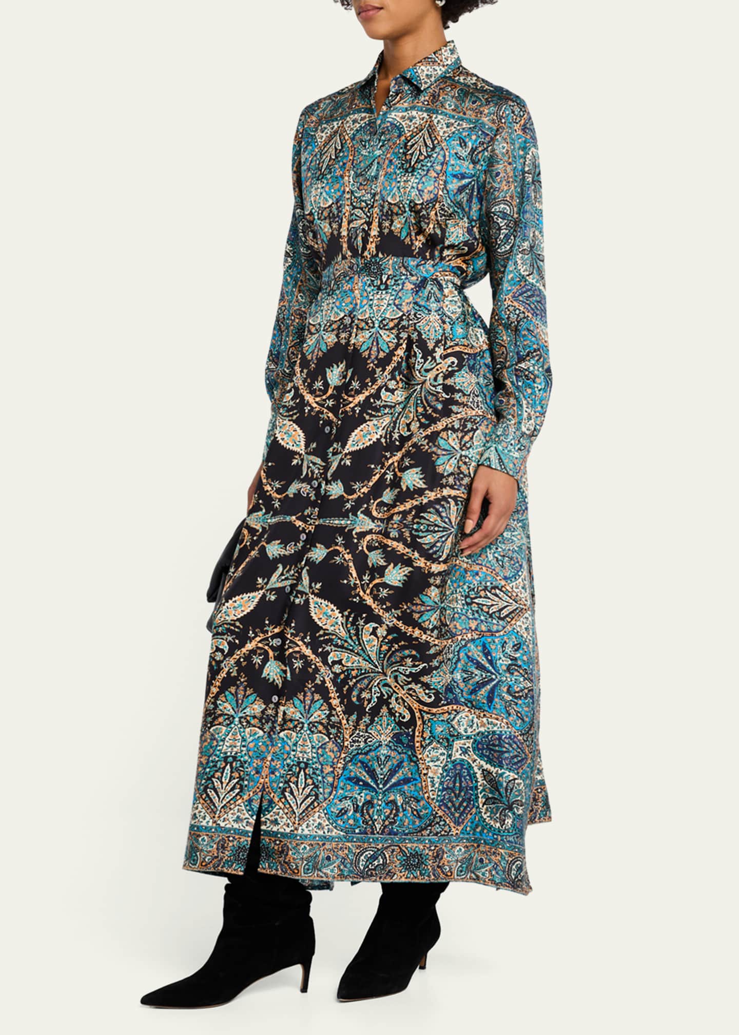Ulla Johnson Lorena Printed Long-Sleeve Shirtdress Image 4 of 5