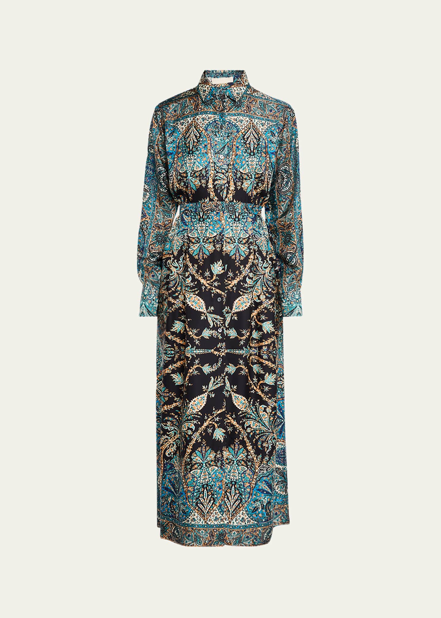Ulla Johnson Lorena Printed Long-Sleeve Shirtdress Image 1 of 5
