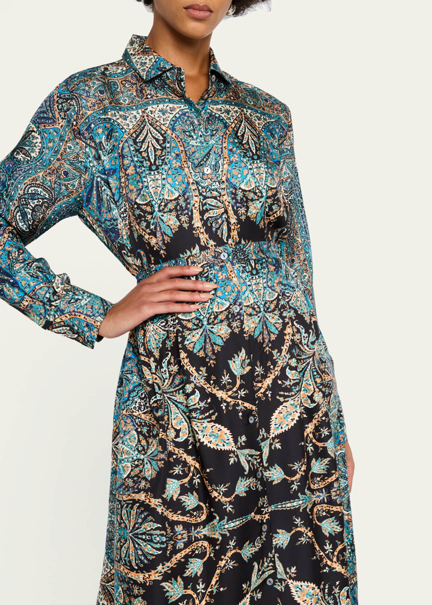 Ulla Johnson Lorena Printed Long-Sleeve Shirtdress Image 5 of 5
